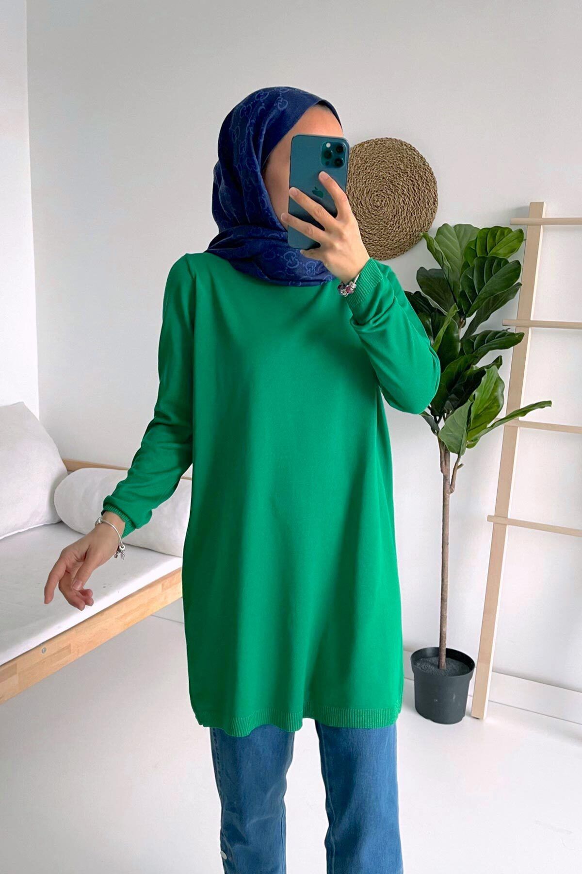 Ka Hijab Basic Merserize Tesettür Tunik - Yeşil