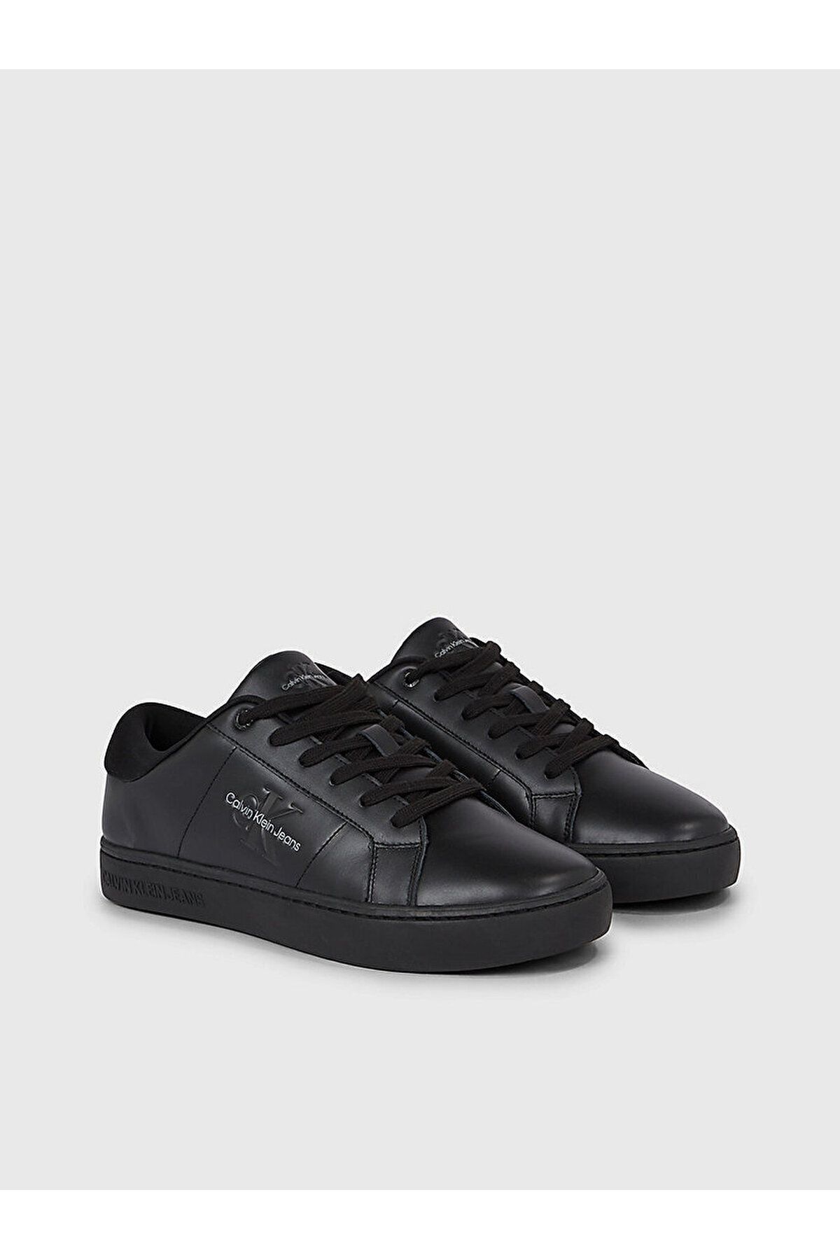 Calvin Klein Erkek Marka Logolu Bağcıklı Kaydırmaz Tabanlı Günlük Siyah Sneaker YM0YM00864-0GT