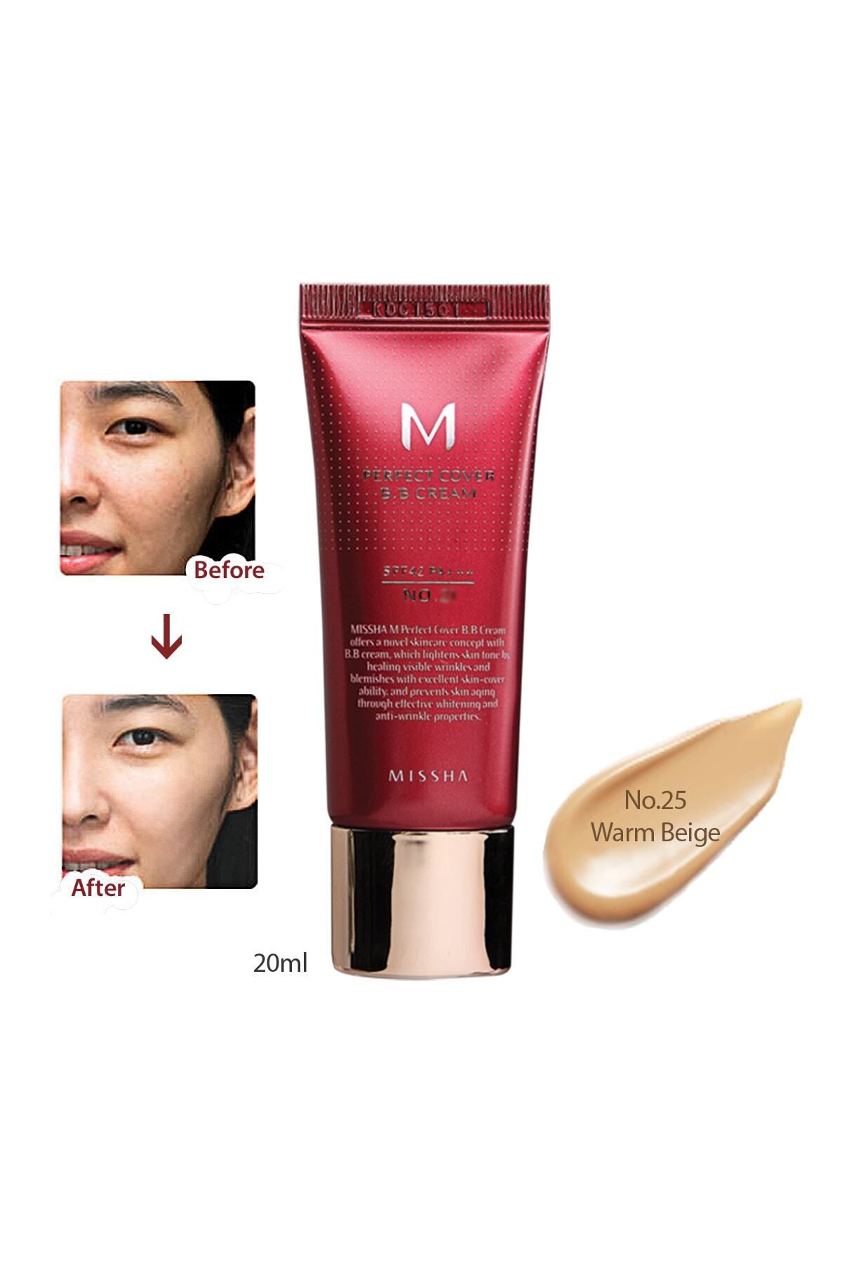 Missha Yoğun Kapatıcılık Sunan BB Krem M Perfect Cover BB Cream SPF42/PA+++ No: 25 ( 20 ML )