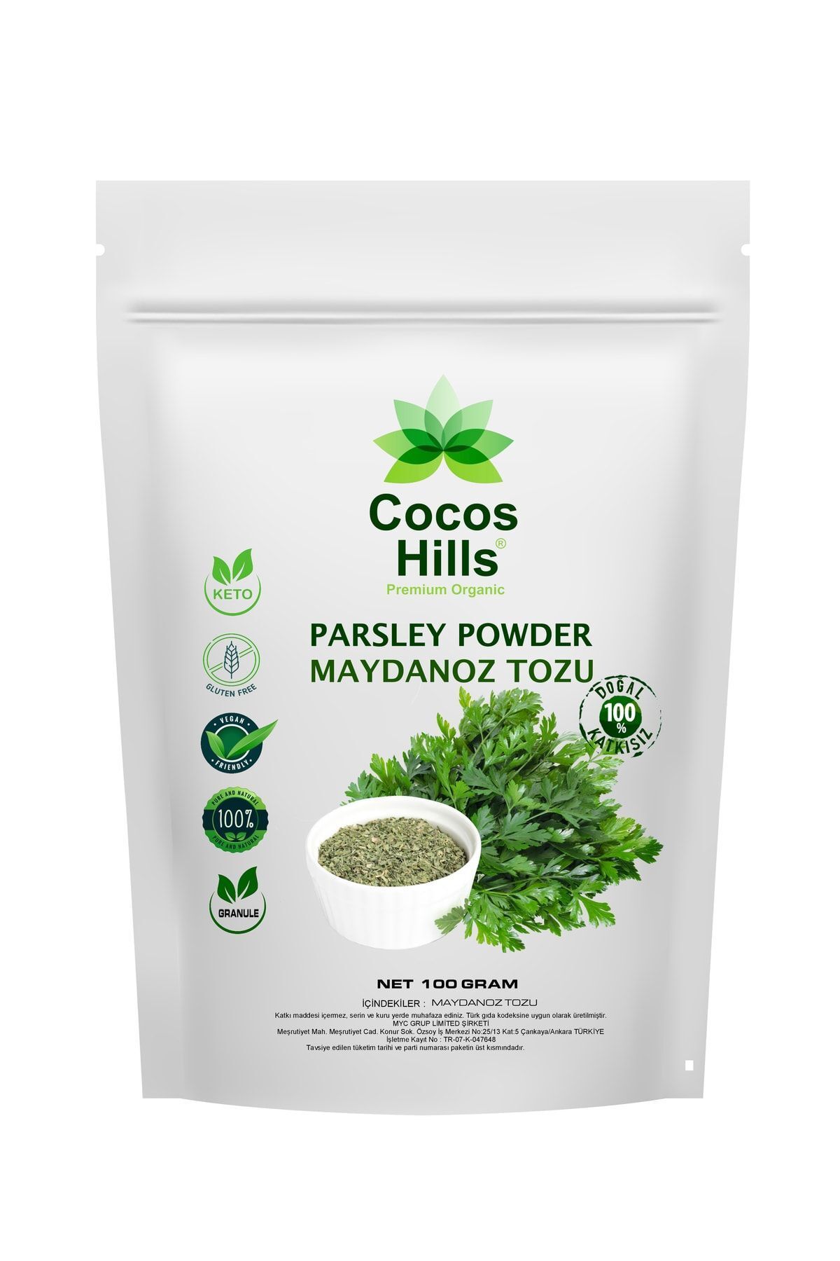 Cocos Hills Parsley Powder Pure Maydanoz Tozu ( Granül ) Katkısız 100 gram