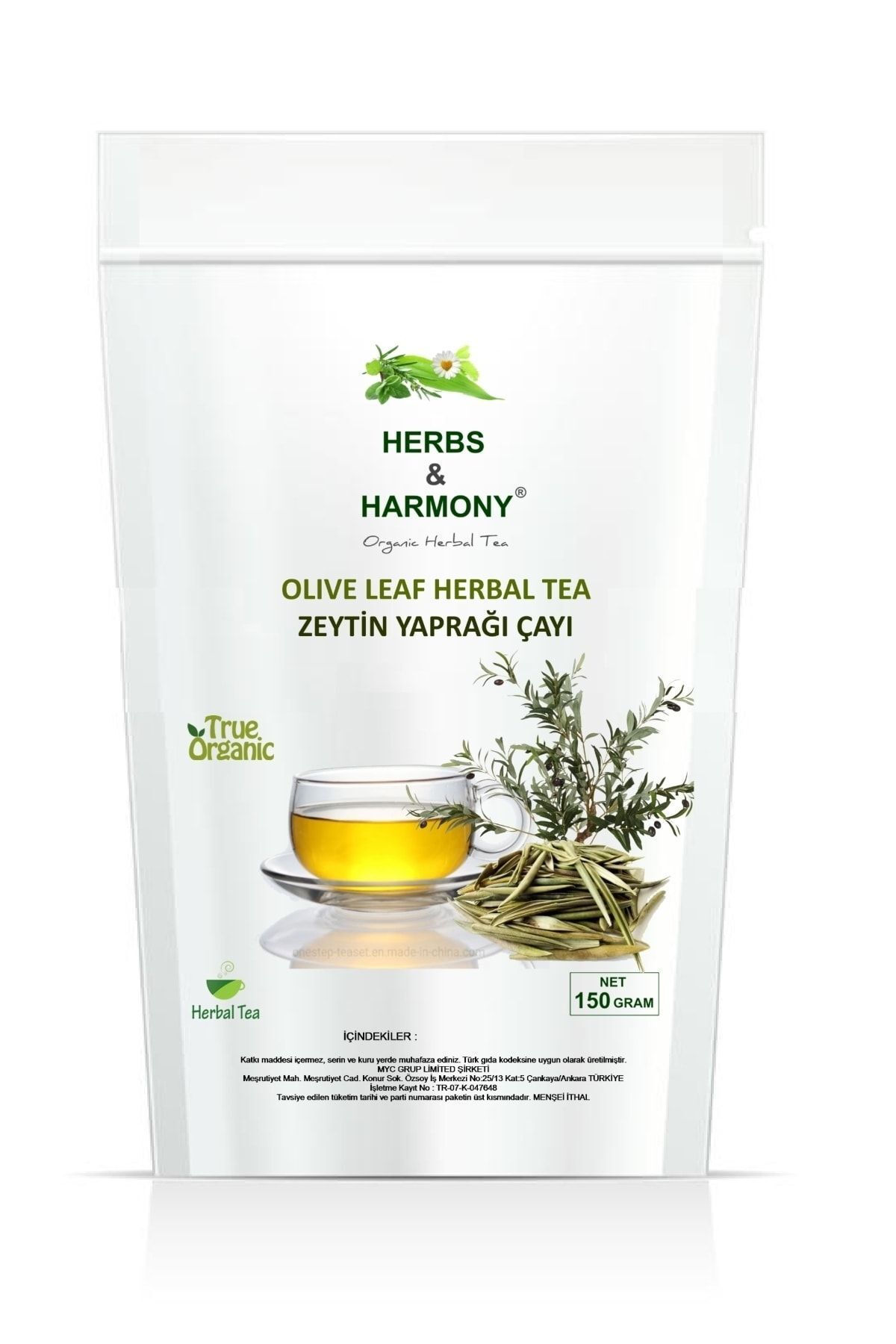 Herbs & Harmony Olive Leaf Herbal Tea Zeytin Yaprağı Bitki Çayı 150 Gram