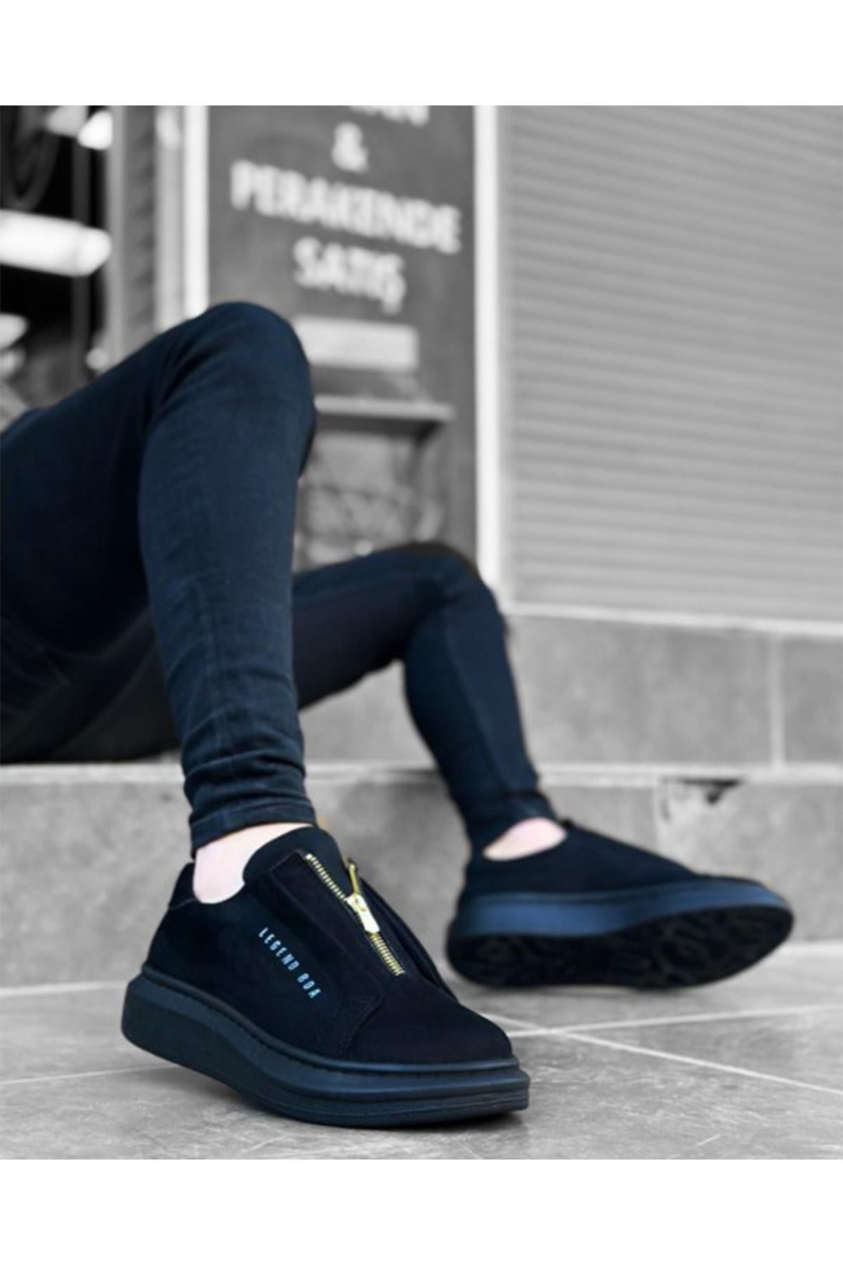 mackrock sports Erkek Süet Fermuarlı Sneaker Ortopedik Mevsimlik Günlük Ayakkabı