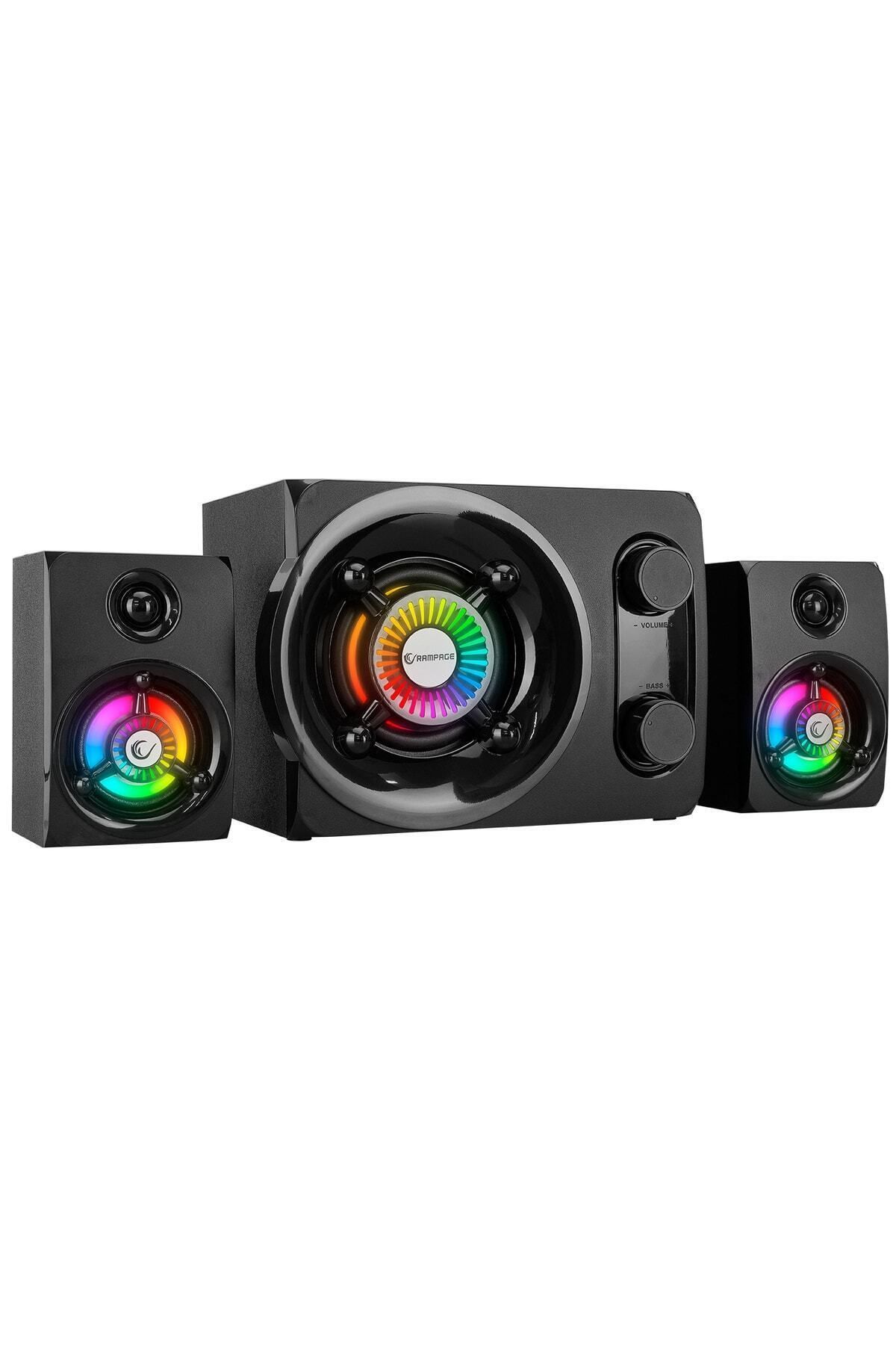 Rampage Rms-g8 2 1 25w Bluetooth Usb-sd-fm Rainbow Siyah Led Işıklı Gaming Speaker Hoparlör 830551