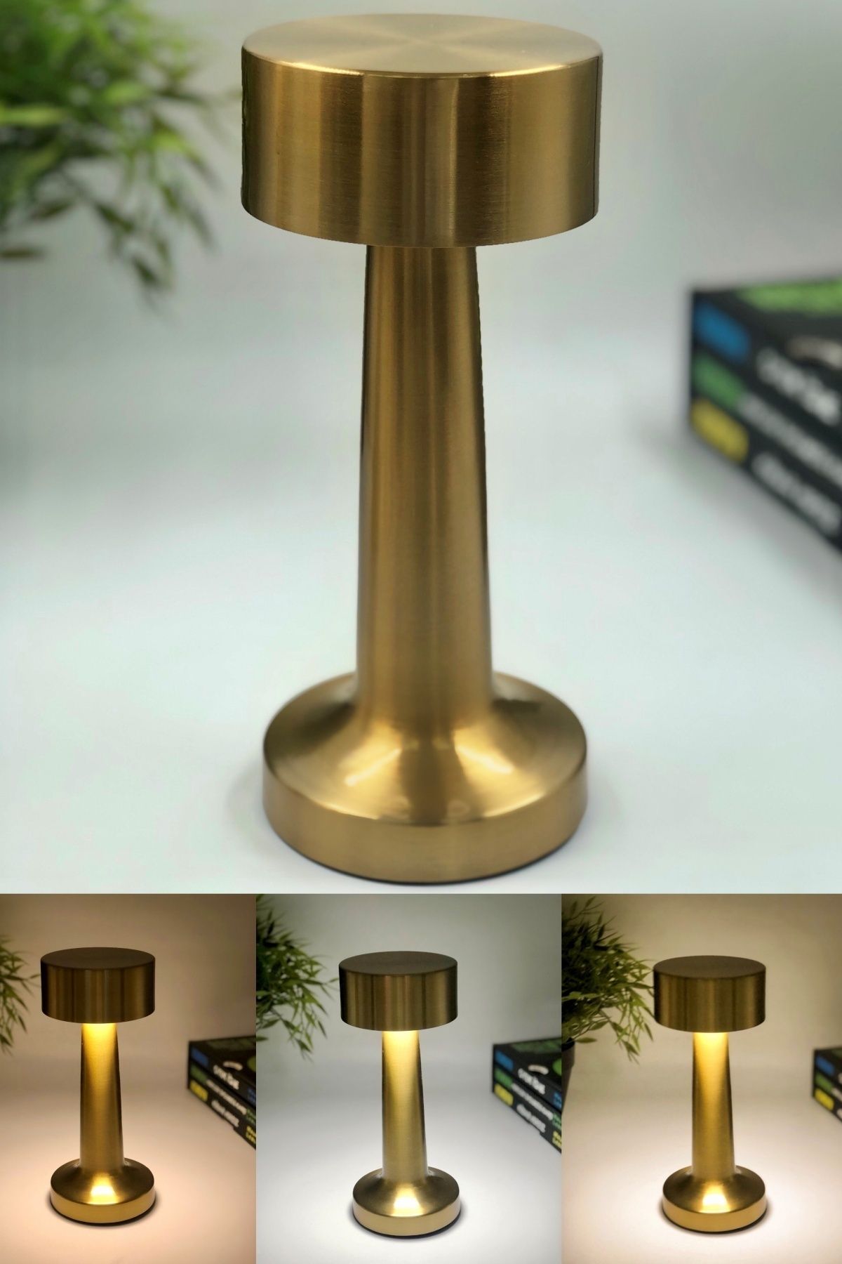 HANGAST Hl-007g Dekoratif Metal Gold Kablosuz Masa Lambası Ledli 5v 3 Renk