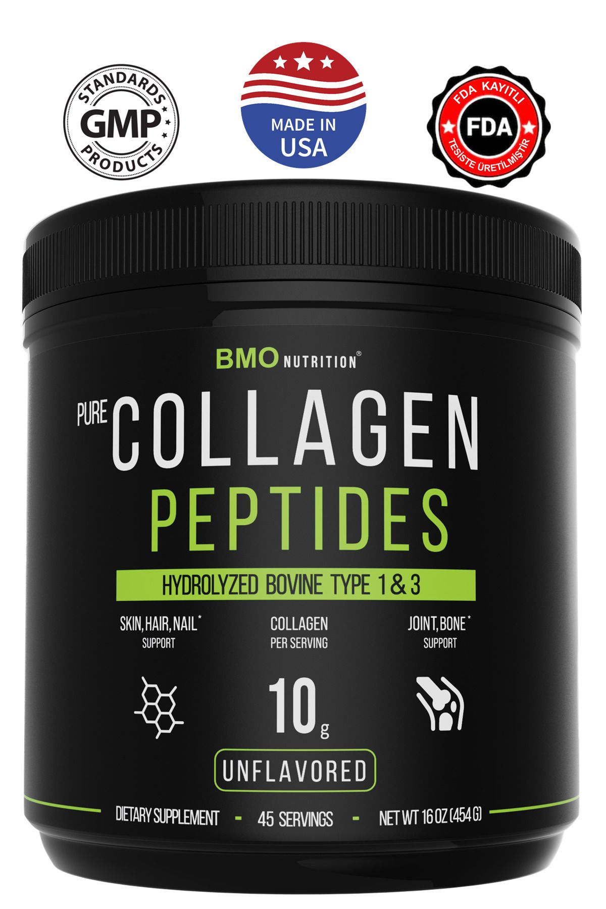 bmo nutrition Pure Collagen Peptides 10.000 Mg Saf Hidrolize Toz Kolajen 454gr