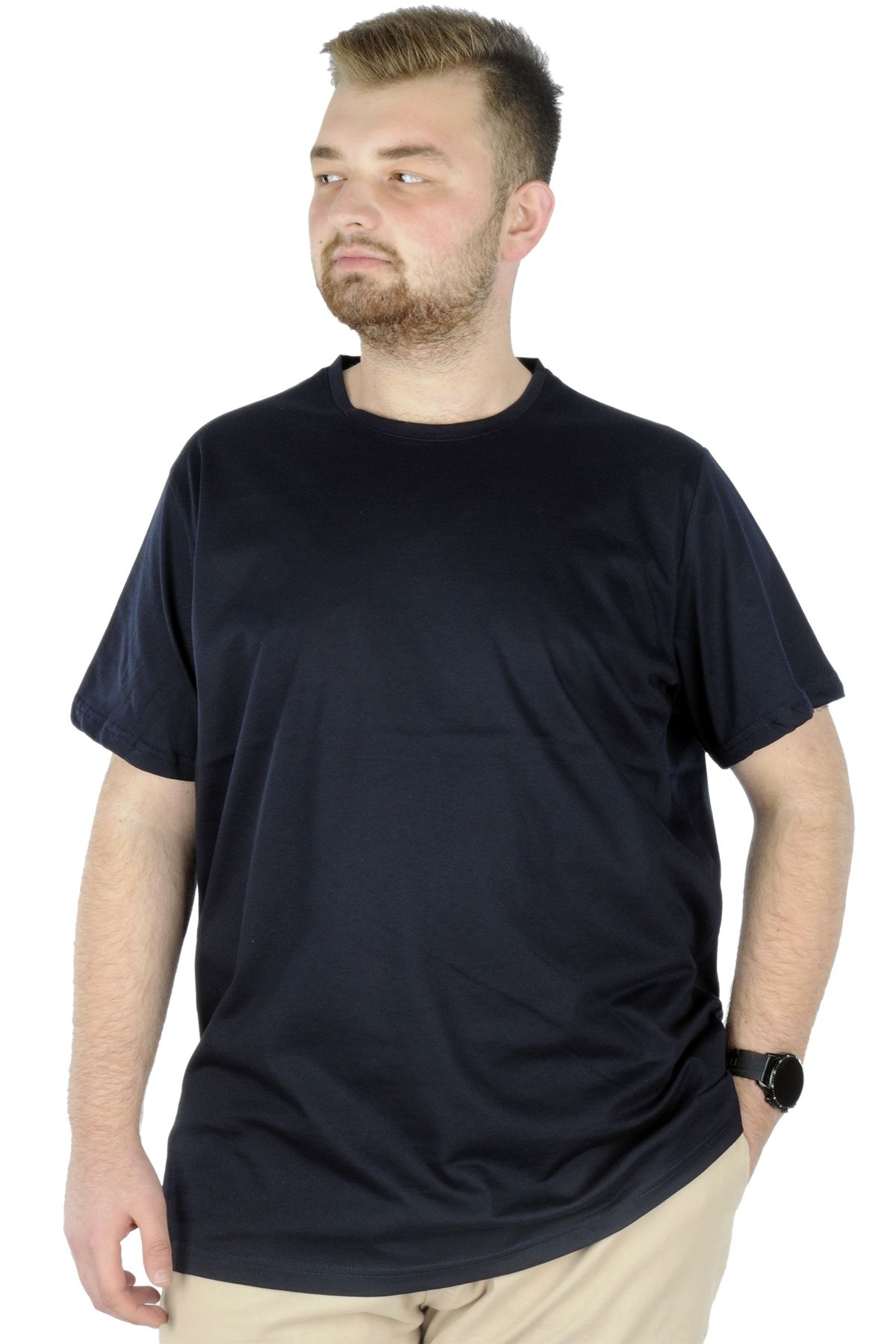 Modexl Mode Xl Büyük Beden Erkek T-shirt Basic 20031 Lacivert