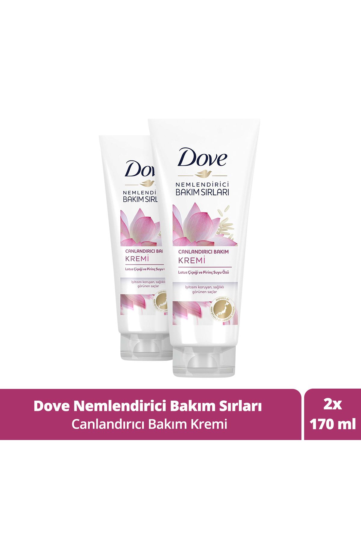Dove Lotus Çiçeği Ve Pirinç Suyu Özlü Canlandırıcı Saç Bakım Kremi 170 ml X 2