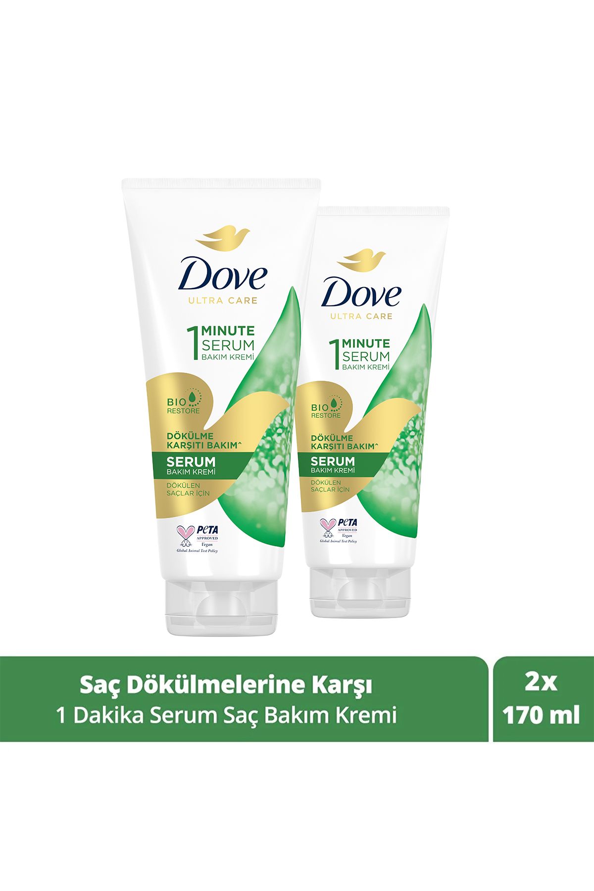Dove Ultra Care 1 Minute Serum Saç Bakım Kremi Dökülme Karşıtı Bakım 170 ml X2