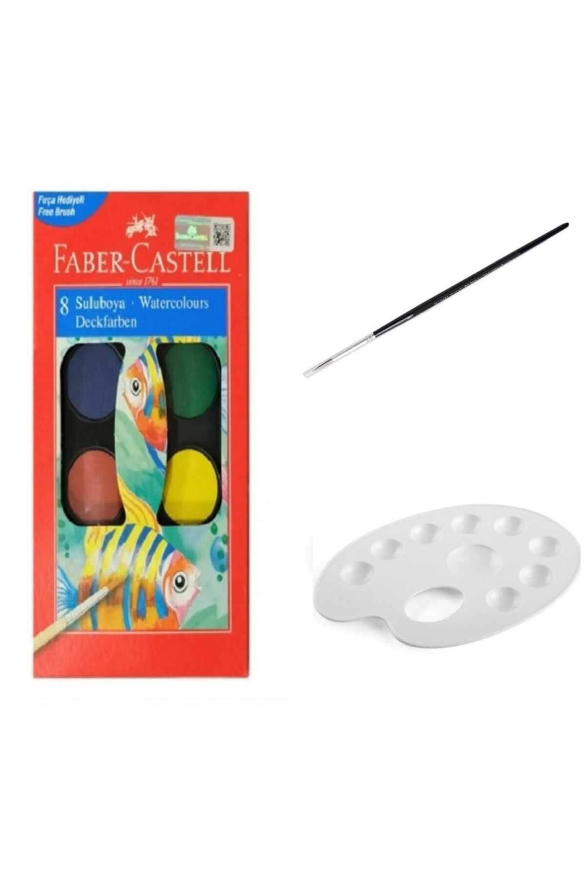 Faber Castell Suluboya 8 Renk Küçük Boy +Palet + Kurşun Kalem Ve Fırça