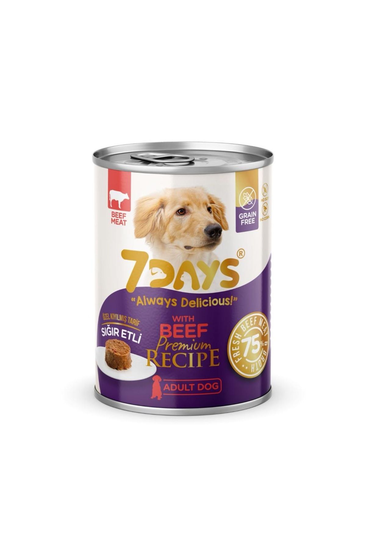 7DAYS Premium Recipe Biftekli Yetişkin Kıyılmış Köpek Konservesi 415 gr