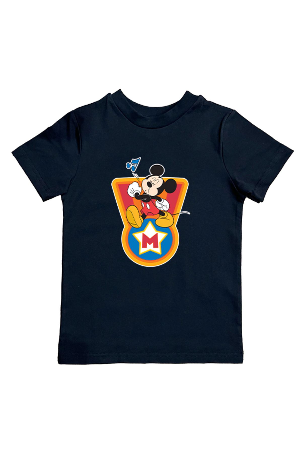 Mickey Mouse baskılı pamuklu penye kumaş yazlık çocuk tişört