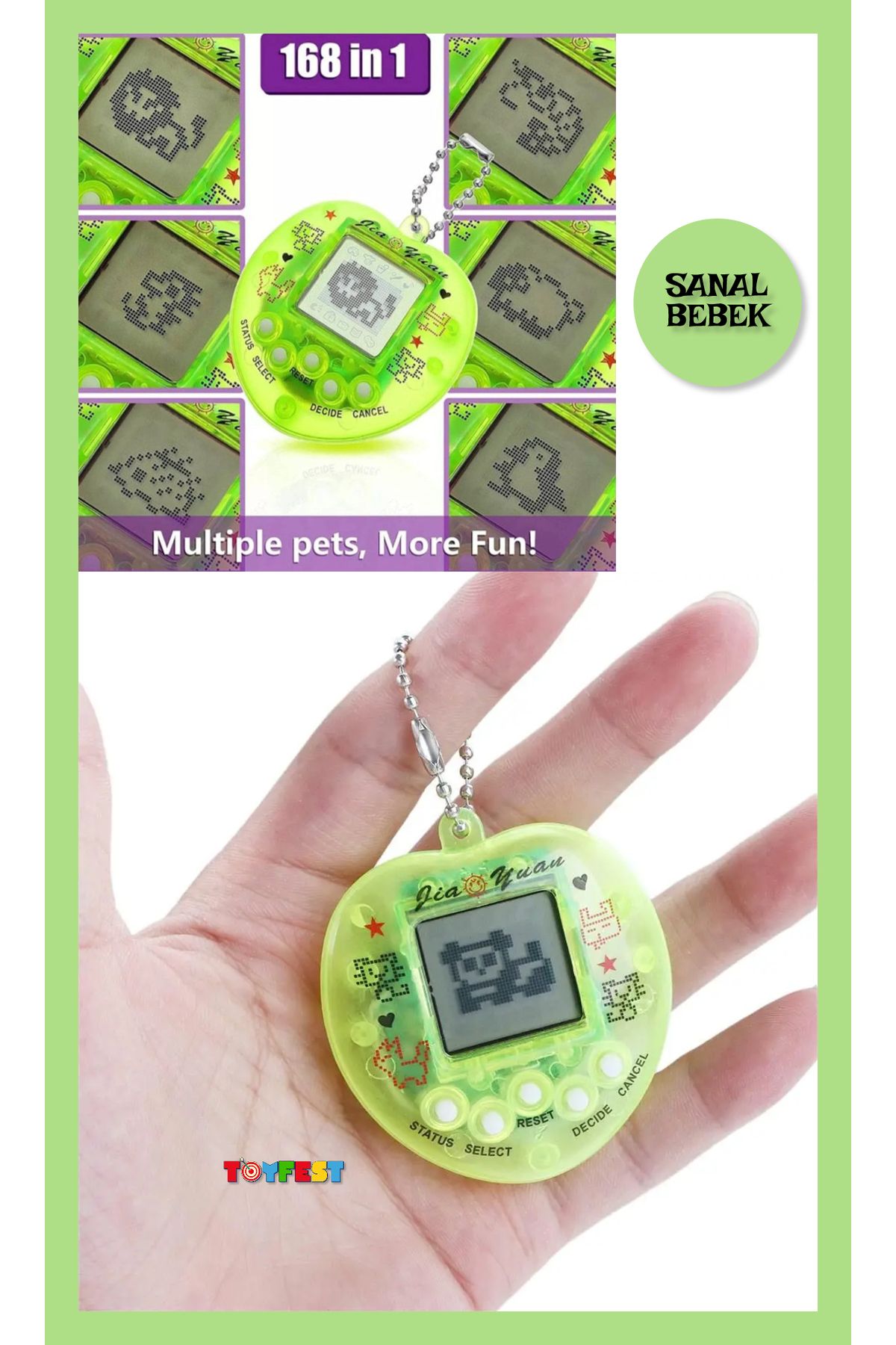 TOYFEST Nostaljik Sanal Bebek ( Virtual Pets ) - Yeşil Kalp