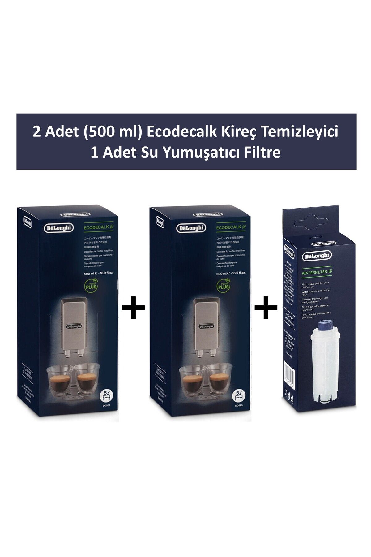 Delonghi Kahve Makinesi Temizleme Solüsyonu Ecodecalk ve Su Yumuşatıcı Filtre 3 lü Set