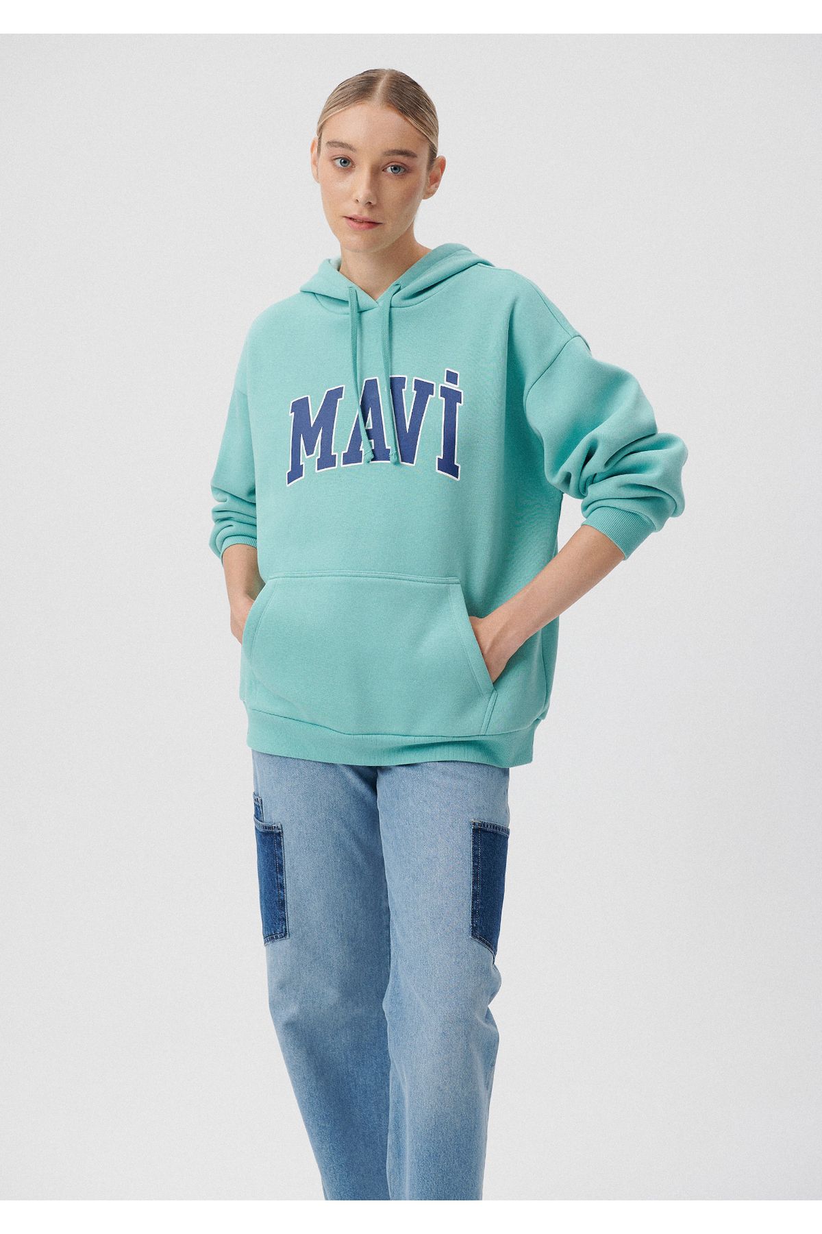 Mavi Logo Baskılı Kapüşonlu Sweatshirt 1600361-71463