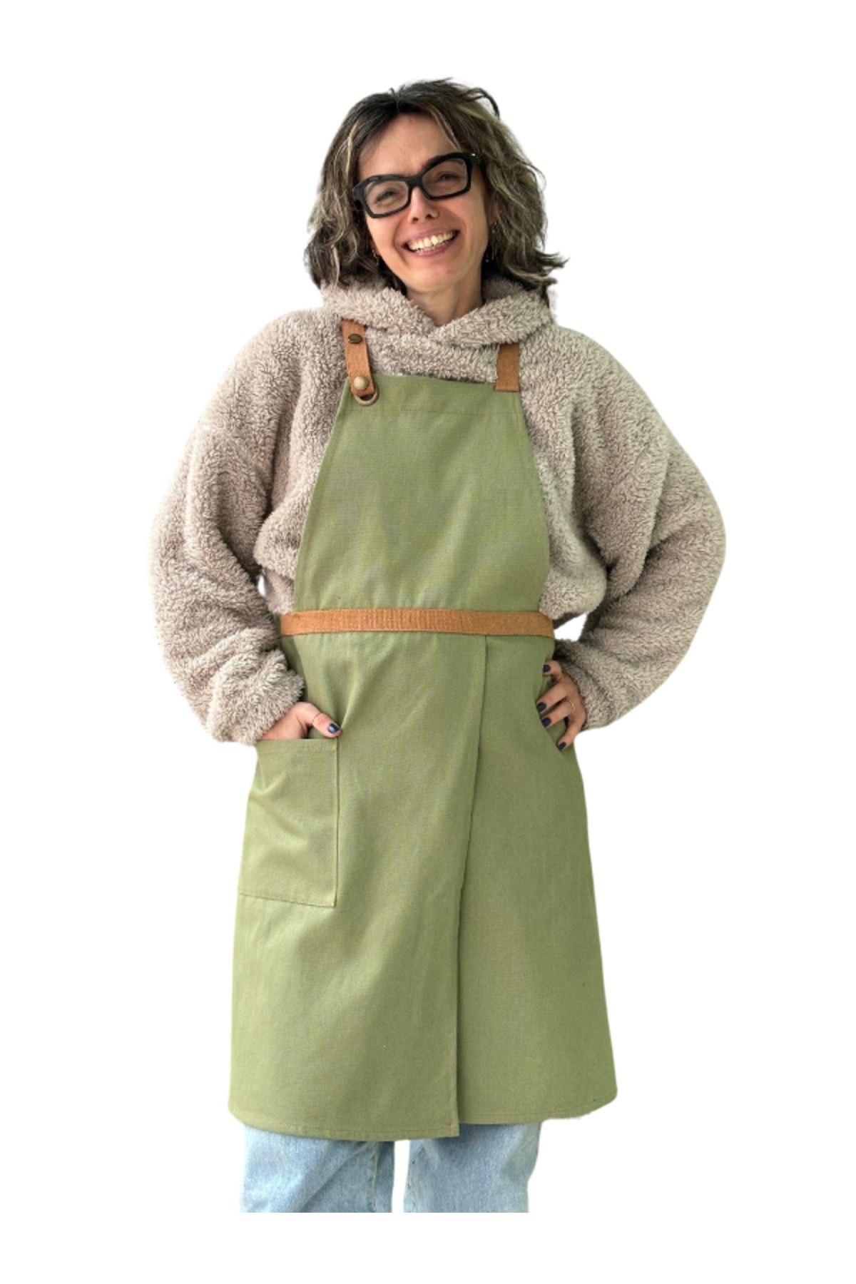 Monki Haus Çiçekçi Seramik Mutfak Kafe Barista Garson Kuaför Atölye Chef Tasarım Yırtmaçlı Önlük Erkek Kadın