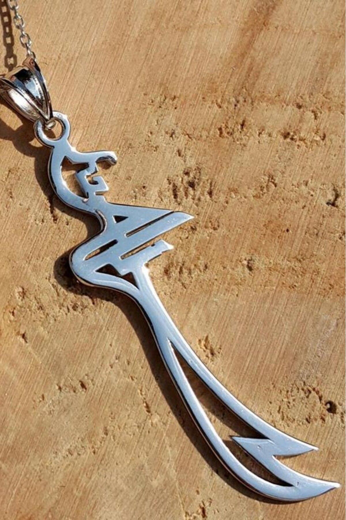 Takı Dükkanı Hz. Ali Zülfikar Kılıcı Bayan Gümüş Kolye 45cm Zincir wsn141