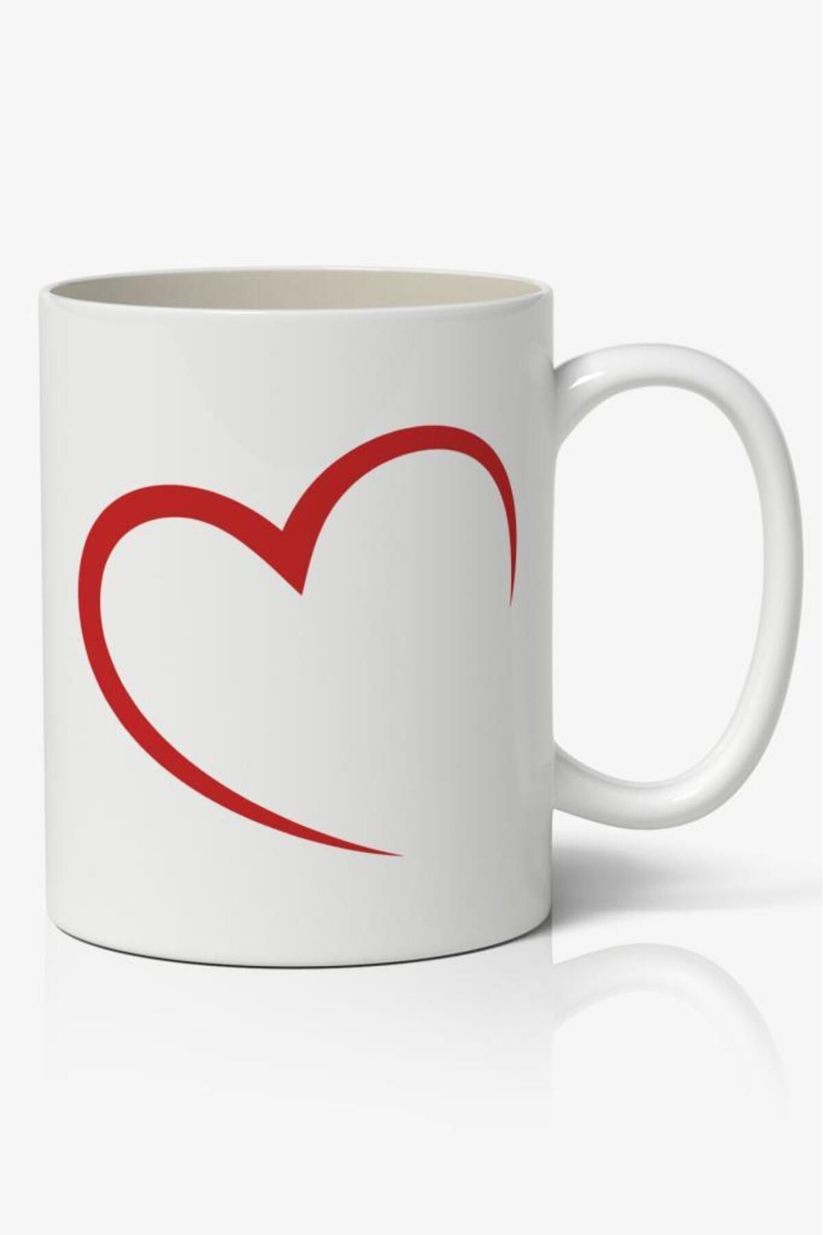 Nostaljik Lezzetler Sevgiliye Özel Kalp Sevgililer Günü Baskılı Kupa Bardak Kahve Kupa Bardak Mod 2