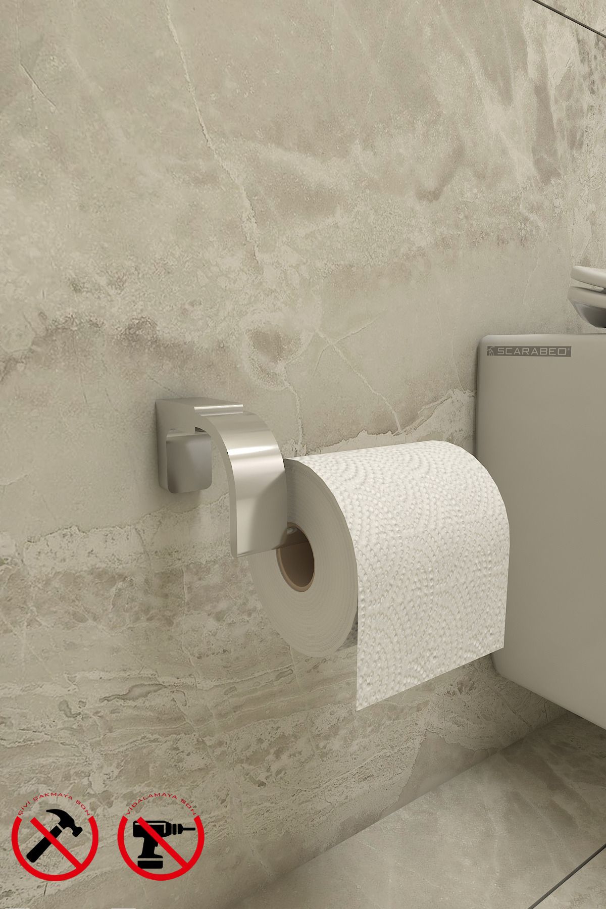 Alper Banyo Krom F1 Model Paslanmaz Tuvalet Kağıdı Askısı Tuvalet Kağıtlığı 5 Yıl Garantili