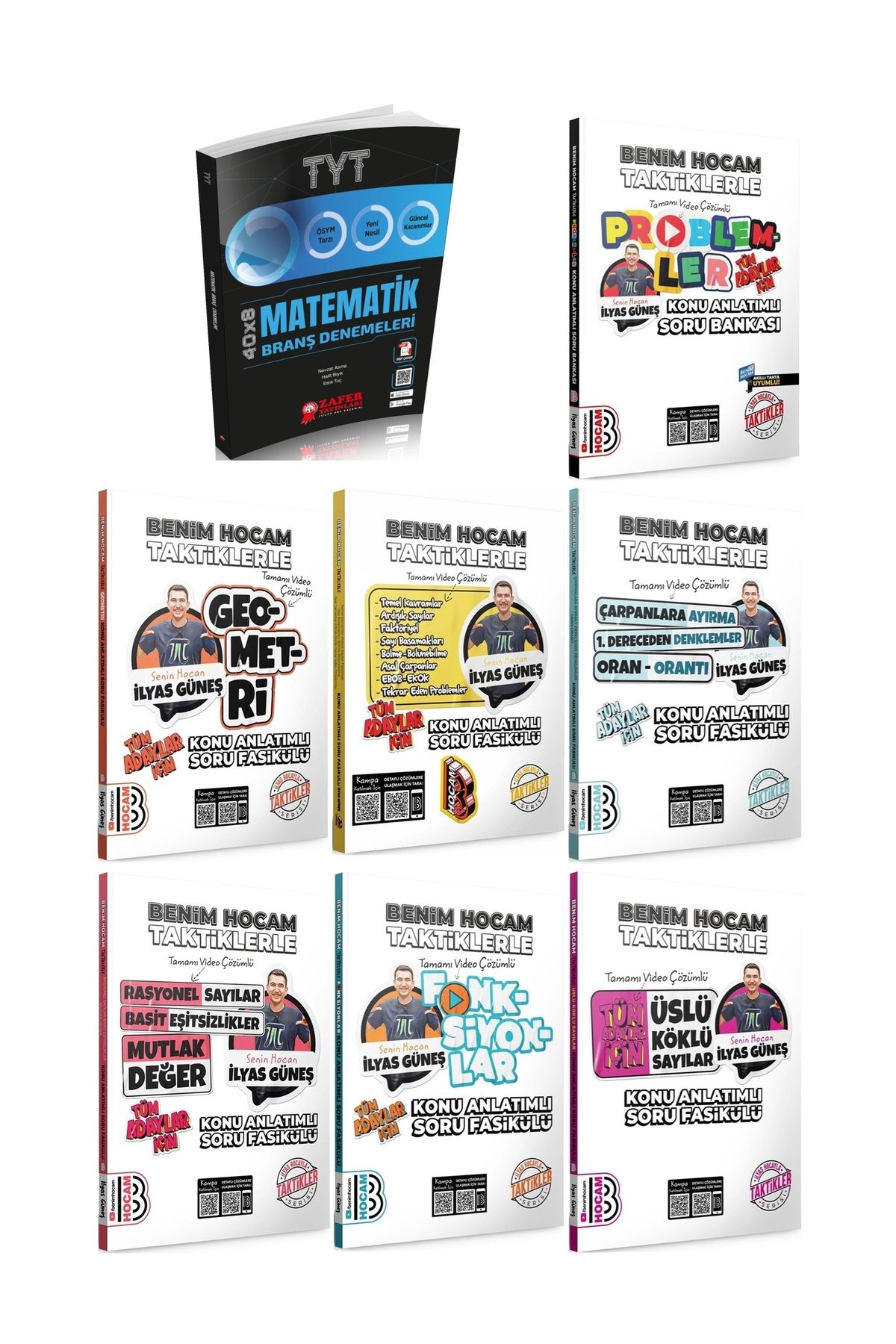 Zafer Yayınları Zafer TYT Matematik Branş Deneme + Benim Hocam Taktiklerle Temel Kavramlar Soru Fasikülü Set 8 Kitap