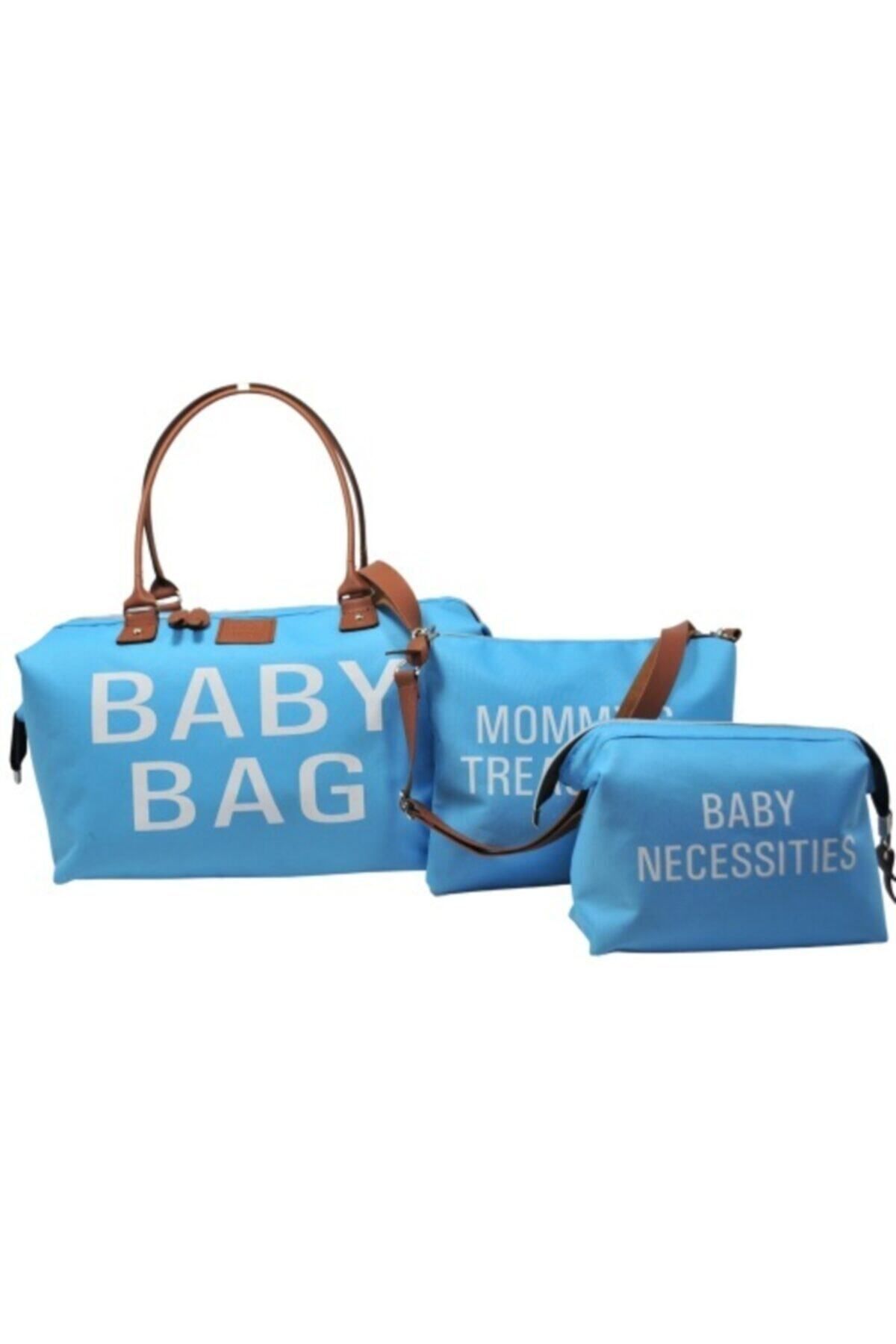 Babysi Baby Bag Tasarım 3 Lü Set Mavi Anne Bebek Bakım Ve Kadın Çantası