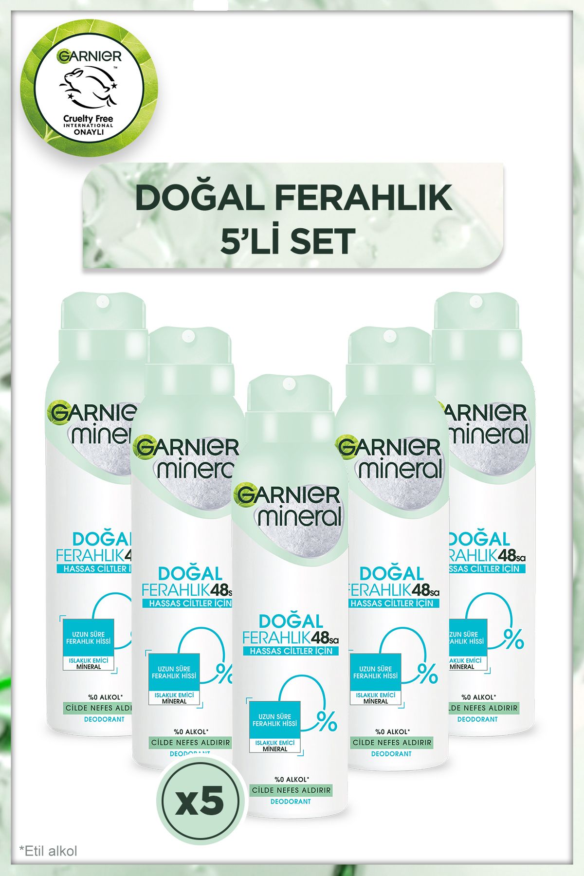 Garnier 5'li Mineral Doğal Ferahlık Sprey Deodorant Seti