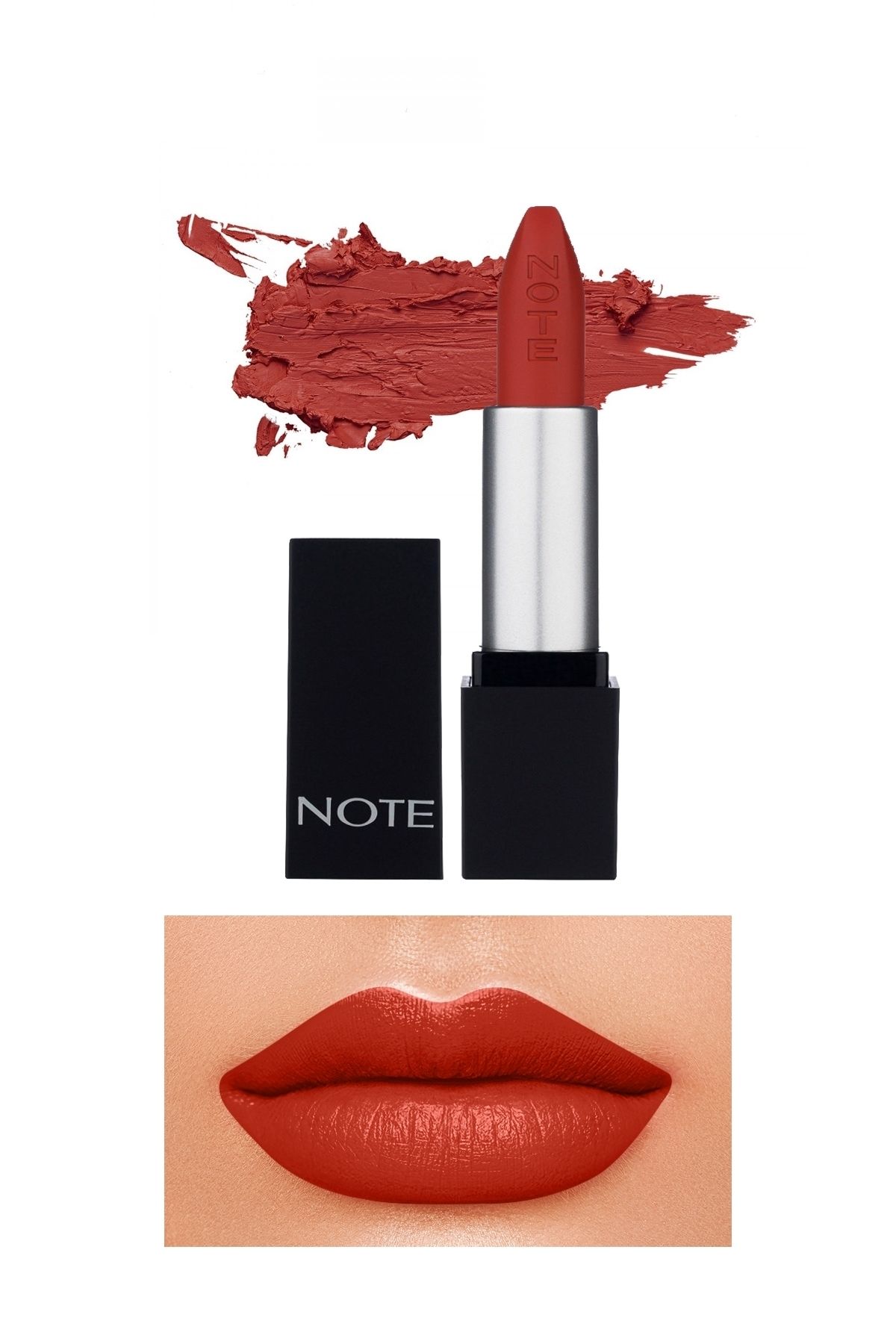 Note Cosmetics Mattever Lipstick Yarı Mat Saten Bitişli Ruj 17 Dress Red - Kızıl Kahverengi
