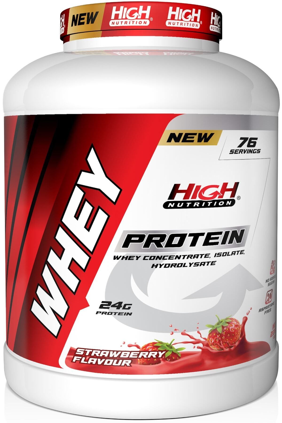 High Nutrition Whey Protein Tozu 2280 Gr Çilek Aromalı Protein Tozu 24 Gram Protein Kas Güç