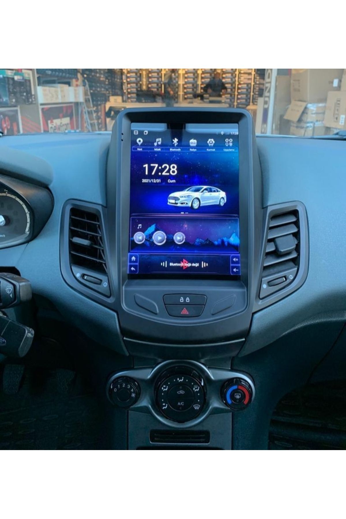 OTODUNYAM Ford Fiesta Uyumlu Tesla Ekran Multimedya Carplay, Navigasyon 4gb Ram 64gb Hafıza
