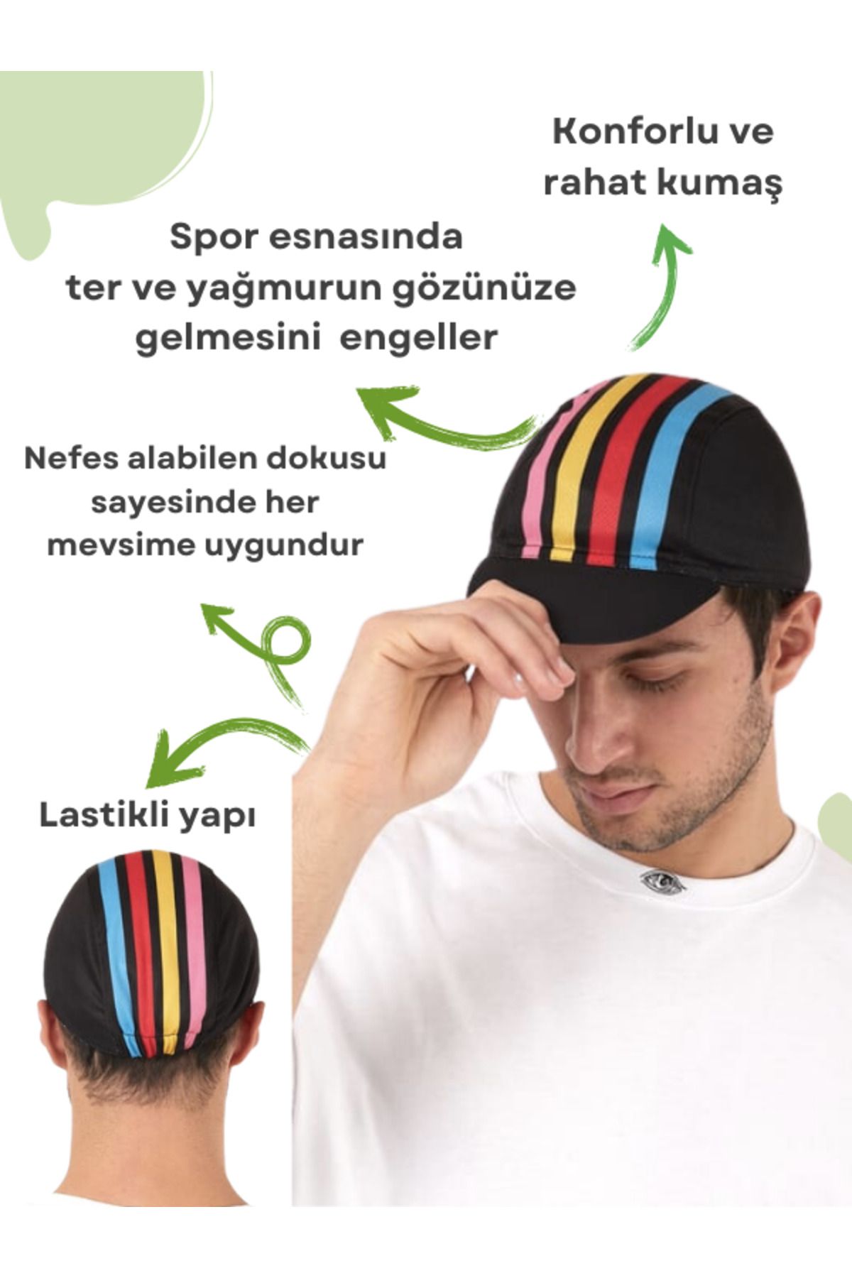 MURR Unisex Bisikletçi Kaskı Şapkası Bisiklet Şapkası Kaskı