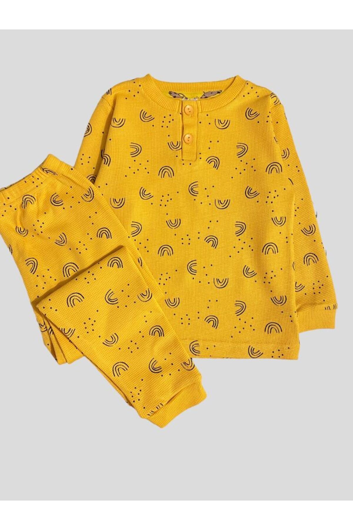 elmas kids Kız Çocuk %100 Pamuklu Waffle Kumaş Yüksek Kaliteli Pijama Takımı