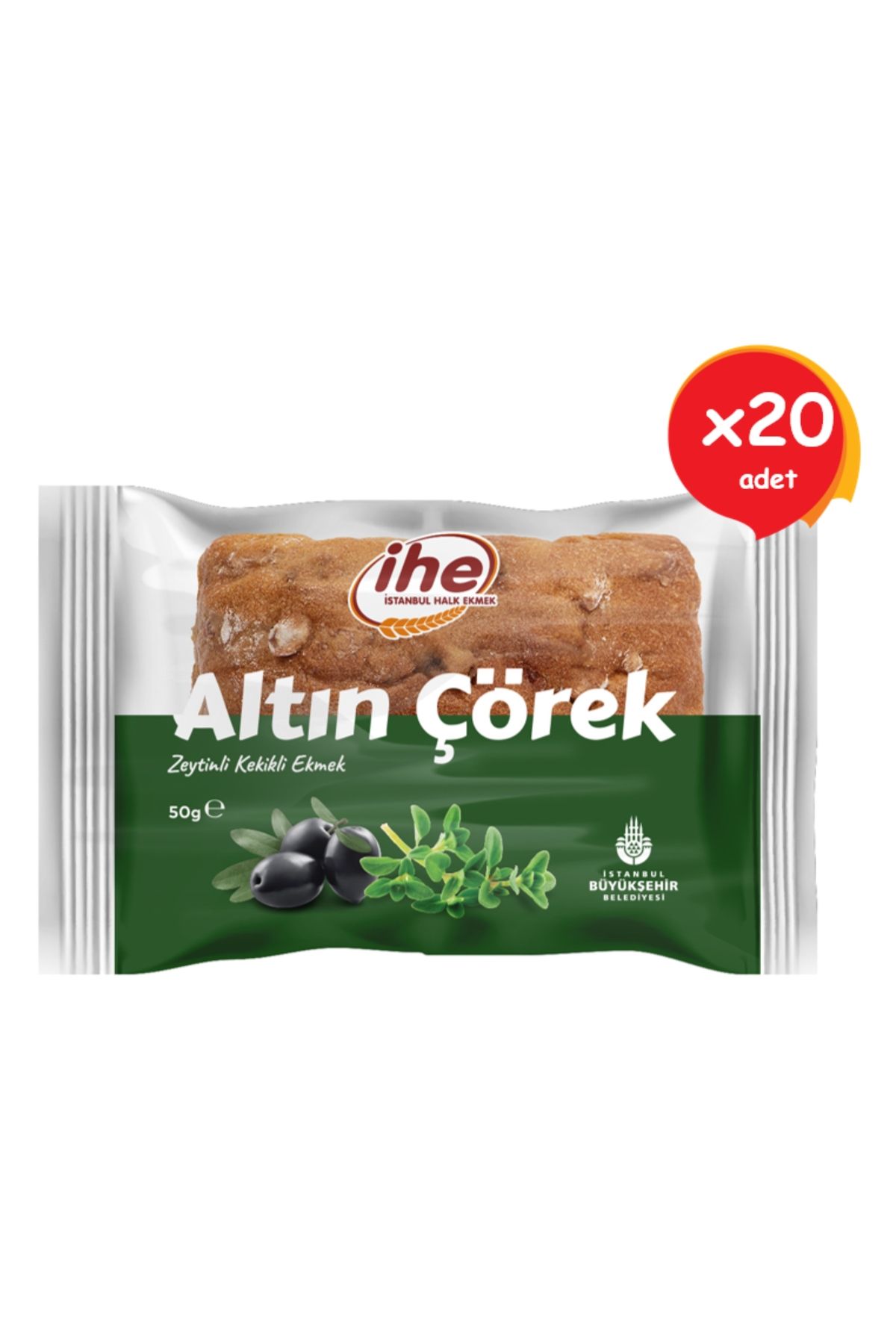 İhe Altın Çörek / Zeytinli Kekikli Ekmek 50 G (20 Adet)