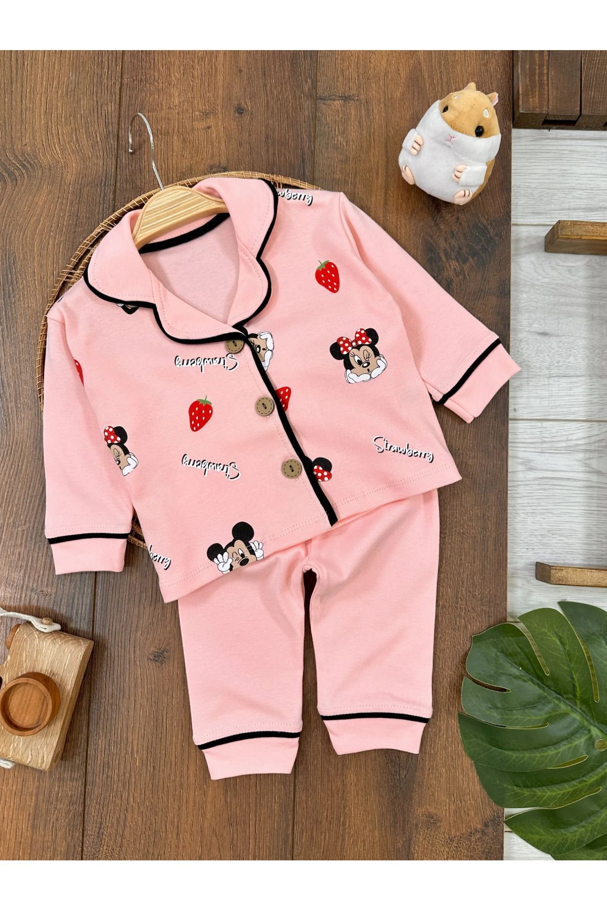 Babexi Bebek Pijama Takımı Pamuk Yumuşak Doku Kruvaze Yaka Kız Bebek Pijama