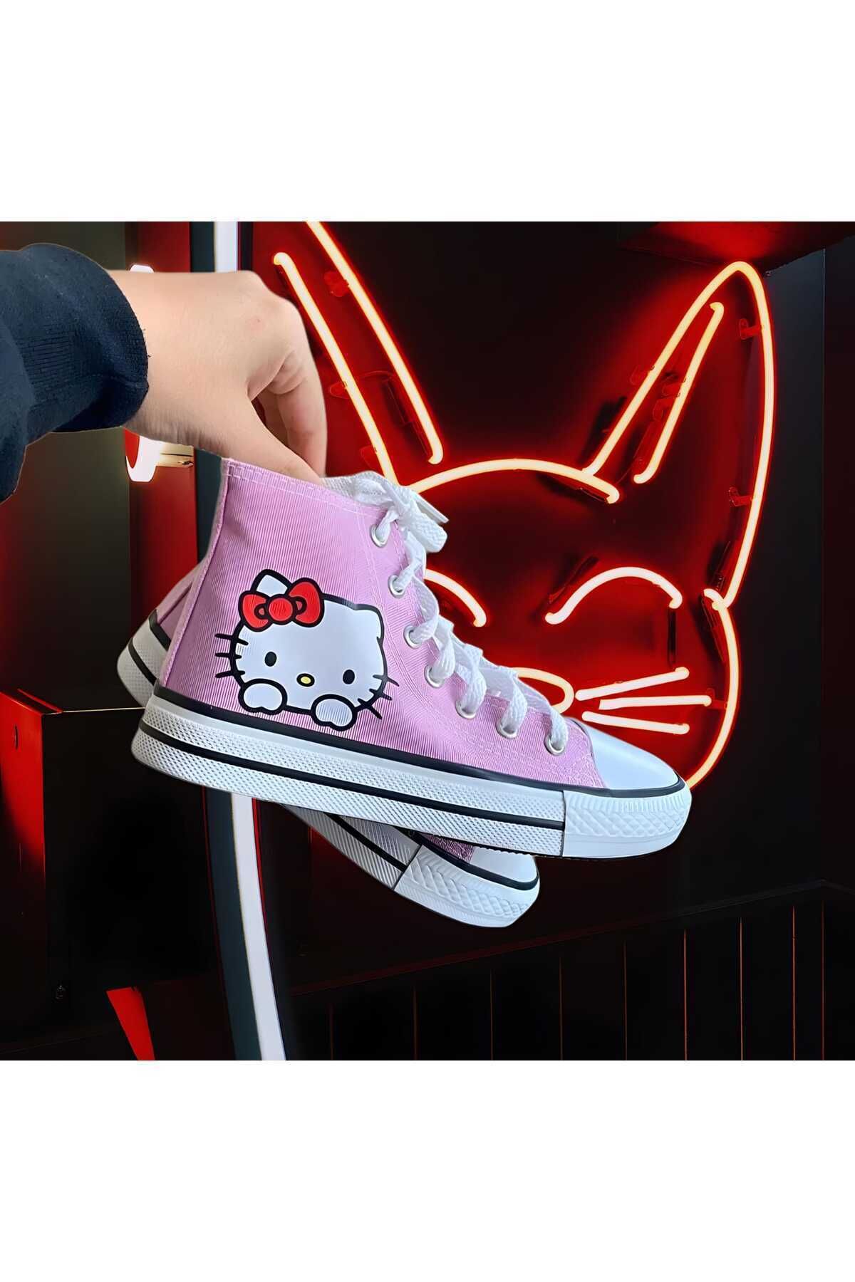 Lideral Pembe Convers Hello Kitty Baskılı Kanvas Ayakkabı