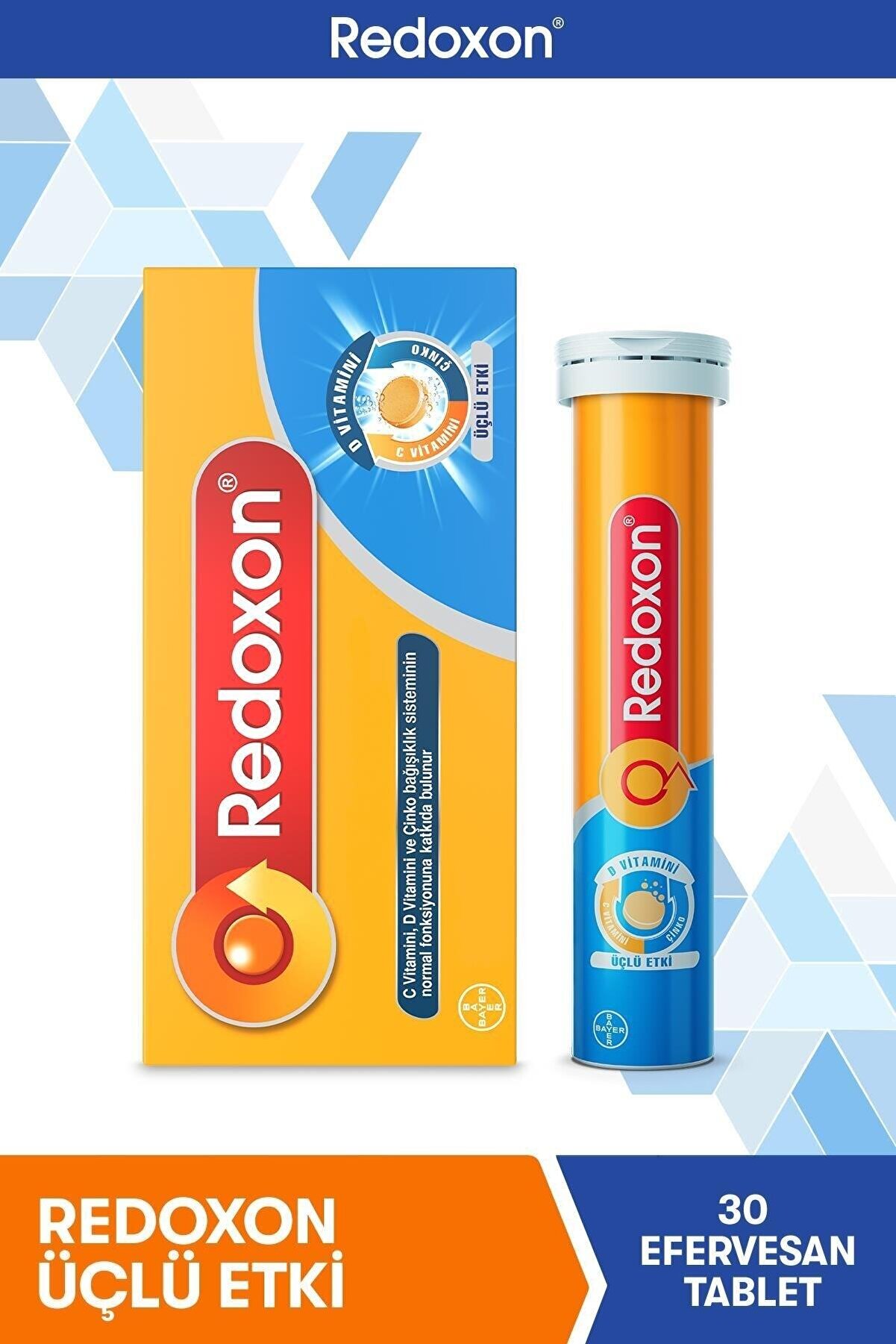 Redoxon Üçlü Etki 30 Efervesan Tablet I 1000 Mg C Vitamini, D Vitamini Ve Çinko Içeren Takviye Edici