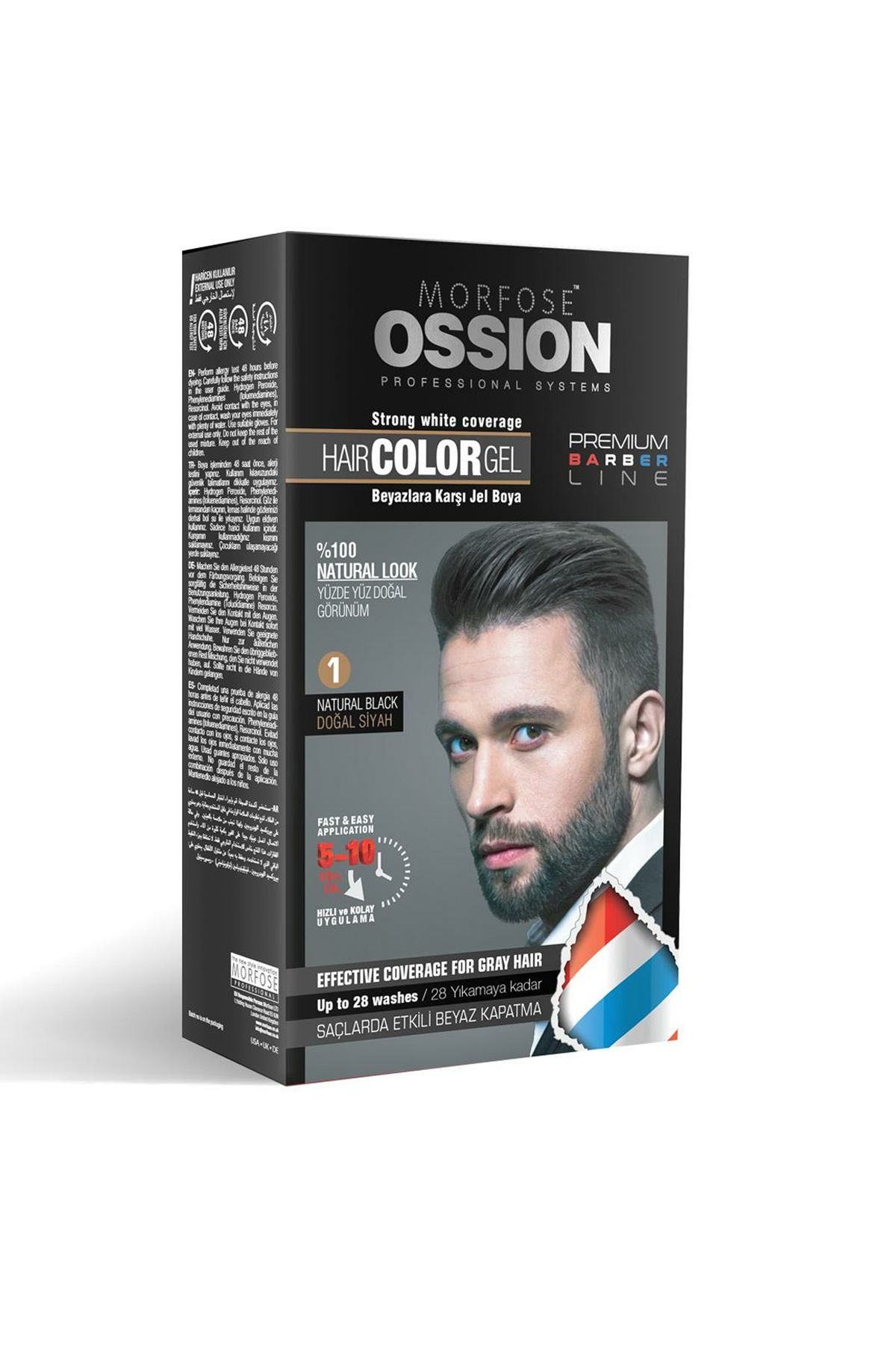 Morfose Ossion Pr.barber Erkek Saç Jel Boya Doğal Siyah No:1 40 Ml
