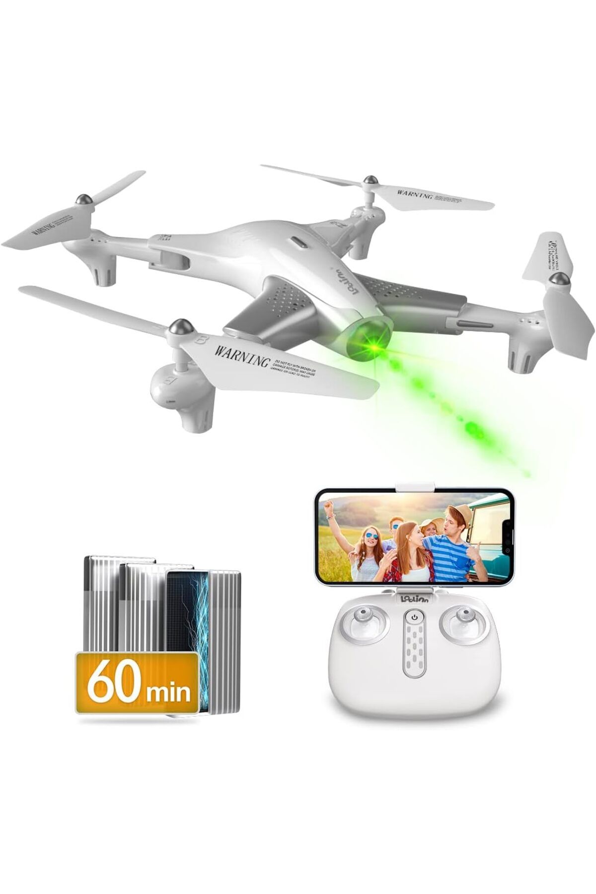 Loolinn Optik Akış Konumlandırma Teknolojili Drone, 60Dk Uçuş, HD Kamera,