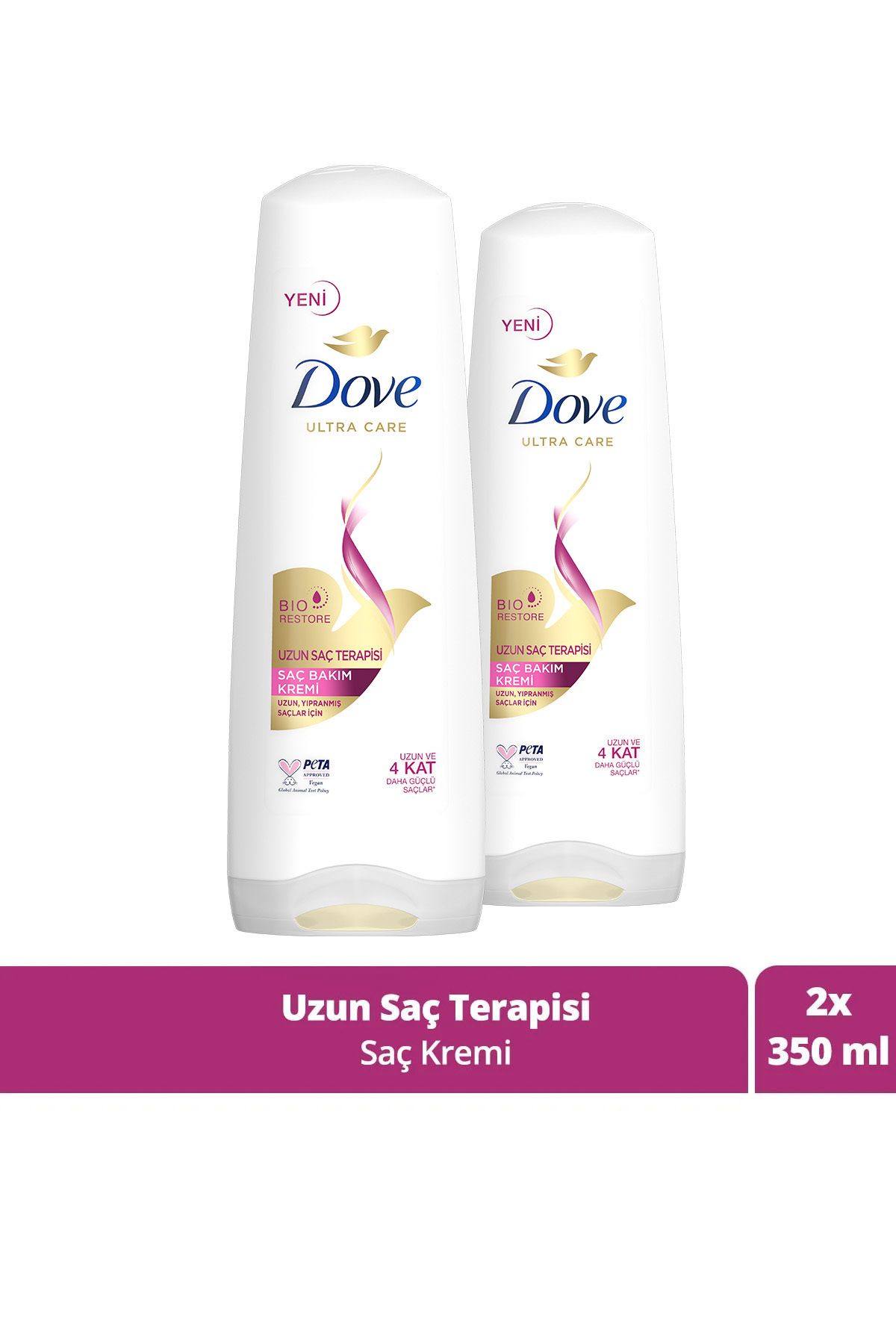 Dove Ultra Care Saç Bakım Kremi Uzun Saç Terapisi Uzun Yıpranmış Saçlar Için 350 ml X2 Adet