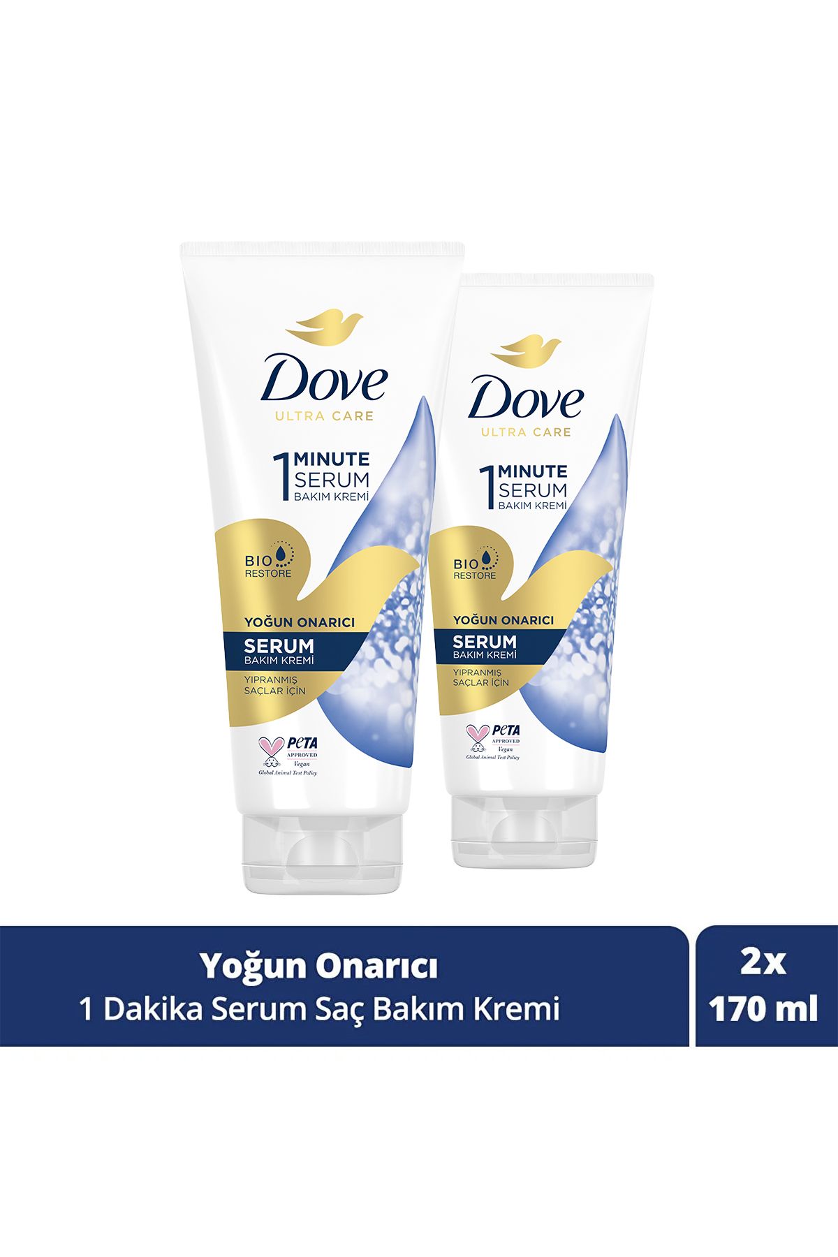Dove Ultra Care 1 Minute Serum Saç Bakım Kremi Yoğun Onarıcı 170 ml X2