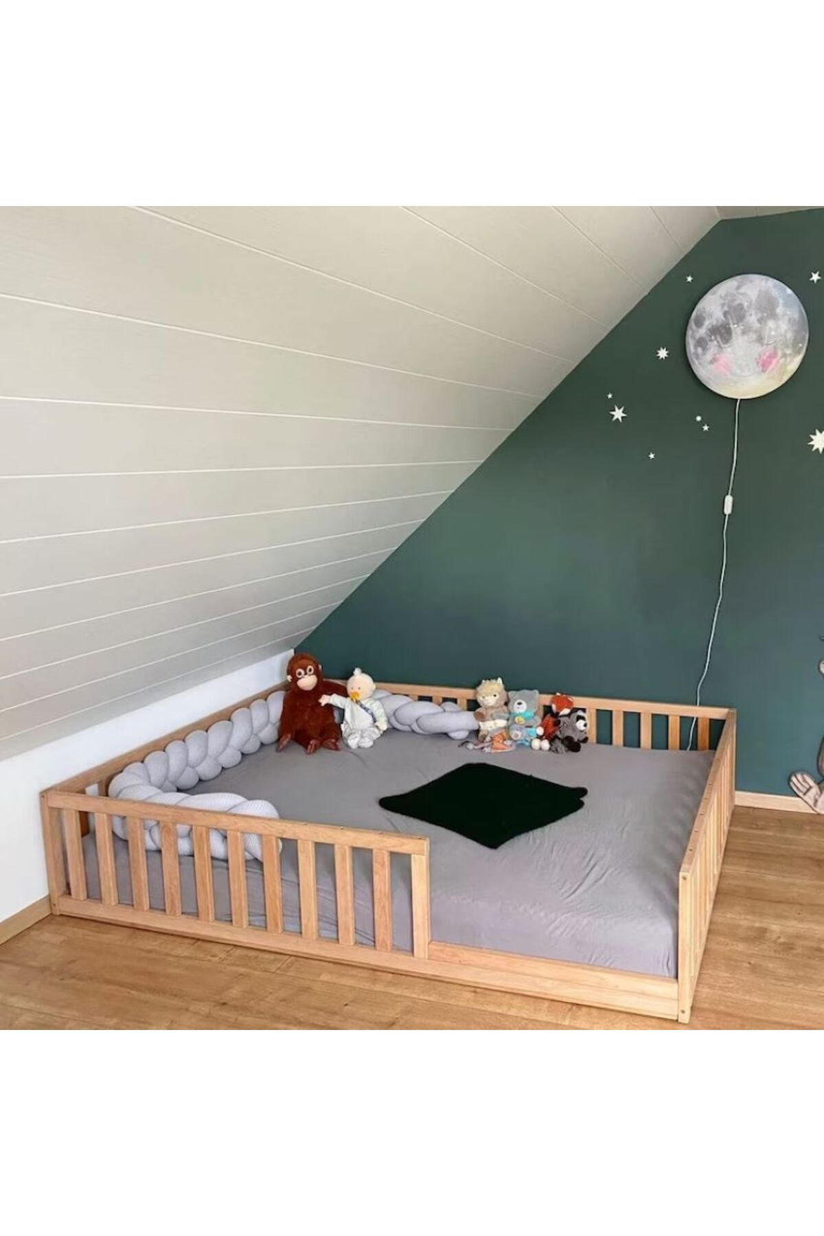 pinoxi Masif Ahşap Naturel Karyola Çocuk Yatağı 120x200 cm
