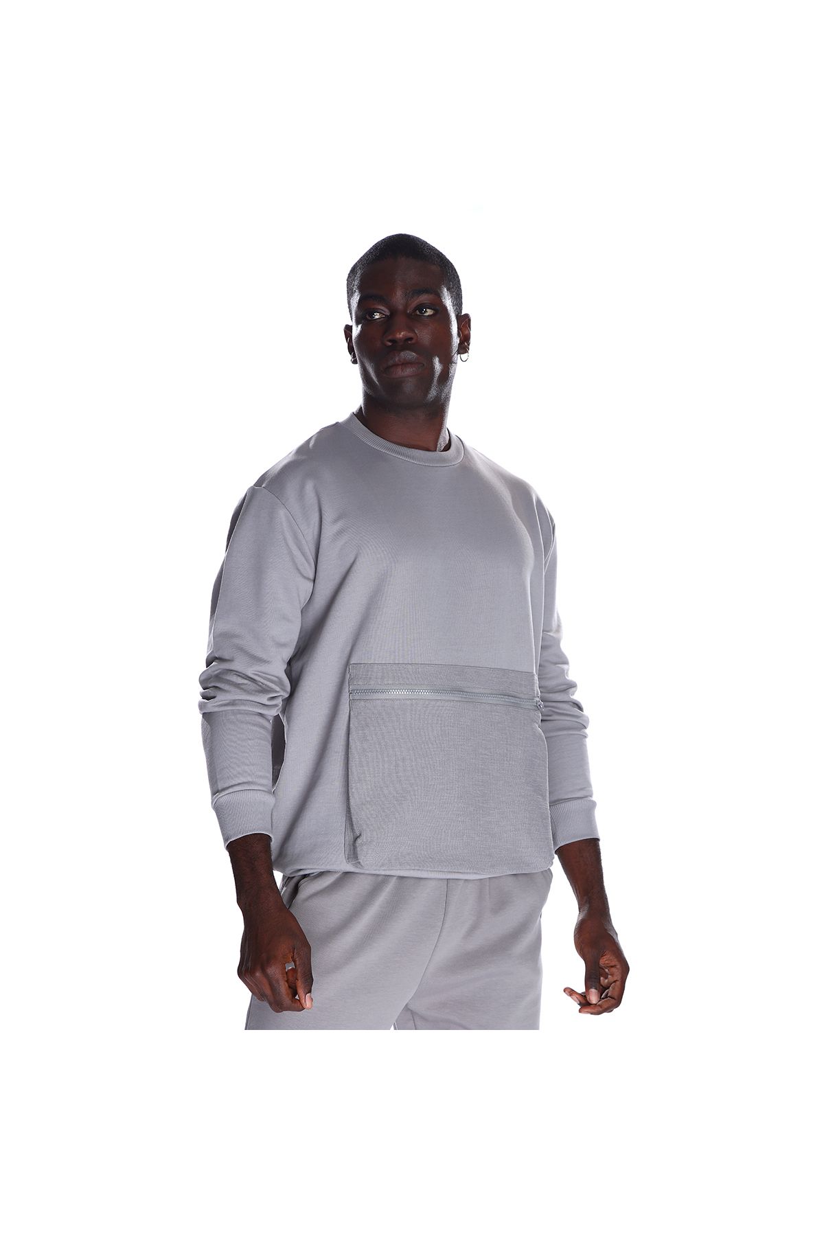 Sportive Mezzaluna Erkek Gri Günlük Stil Sweatshirt 23KETL 13D02-GNT