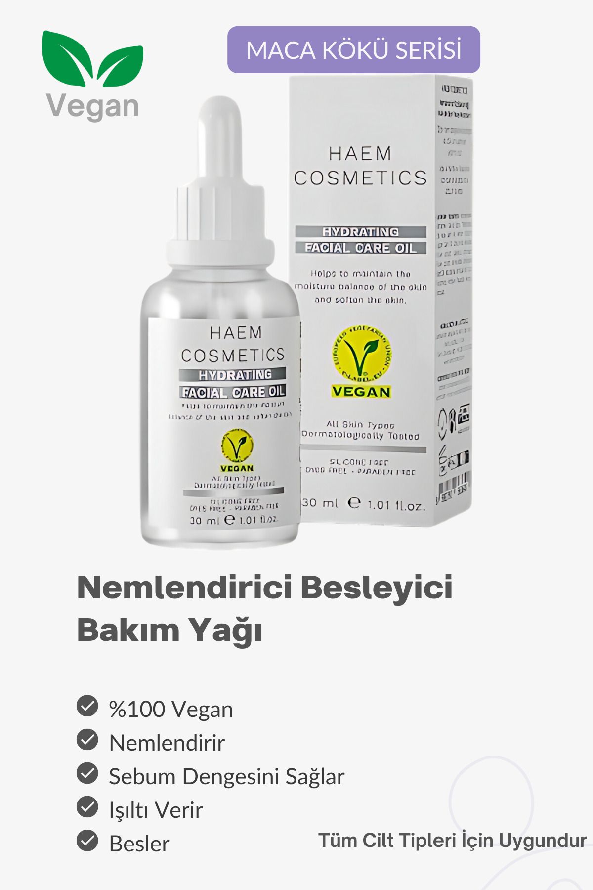 Haem Cosmetics Vegan Nemlendirici Ve Işıltı Verici Yüz Bakım Yağı 30 ml