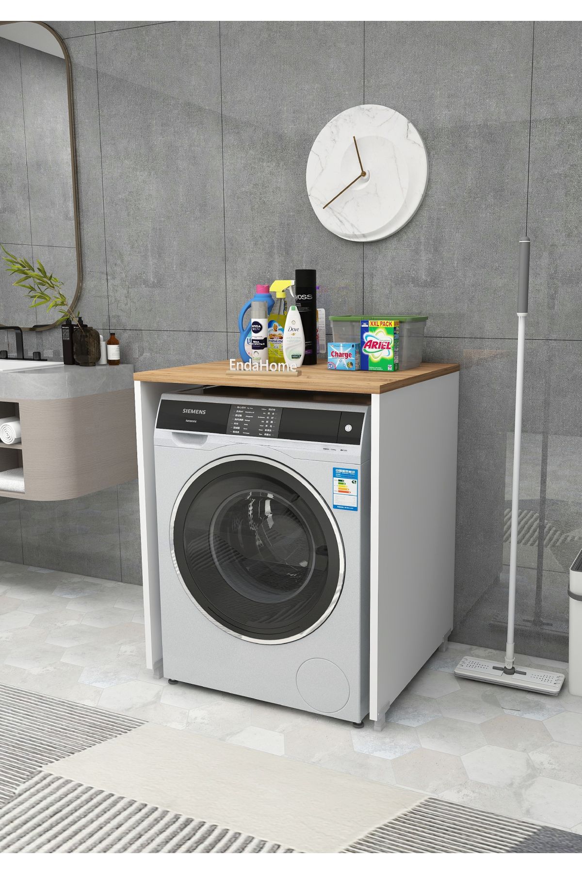 Zuesse Dizayn Ece Çamaşır Makinesi Dolabı Kurutma Makinesi Kapaksız Banyo Dolabı - Çam