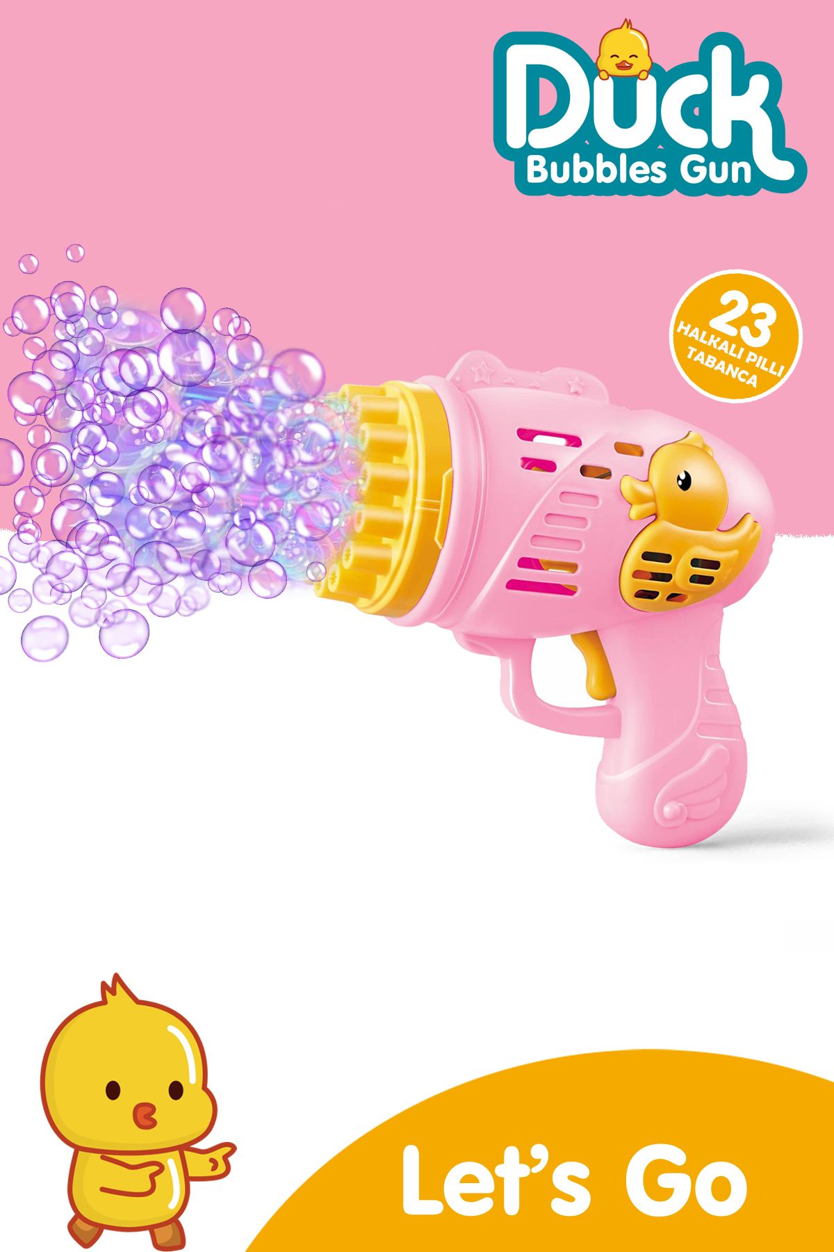 Kayyum Oyuncak Duck Çok Delikli Pilli Köpük Atan Tabanca Oyuncağı 23 Delikli Bubble Gun