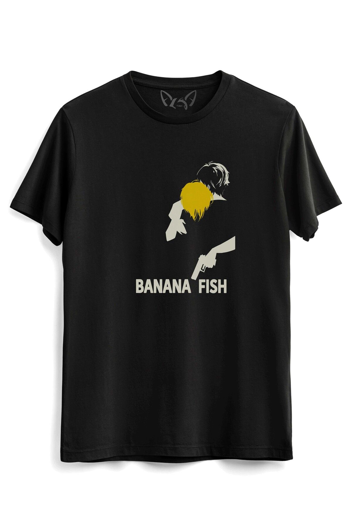 Alfa Tshirt Banana Fish Resimli Çocuk Siyah Tshirt