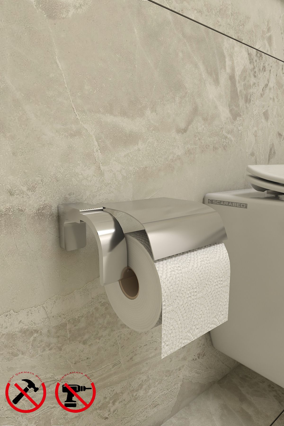 Alper Banyo Krom F1 Model Paslanmaz Kapaklı Tuvalet Kağıdı Askısı Tuvalet Kağıtlığı 5 Yıl Garantili