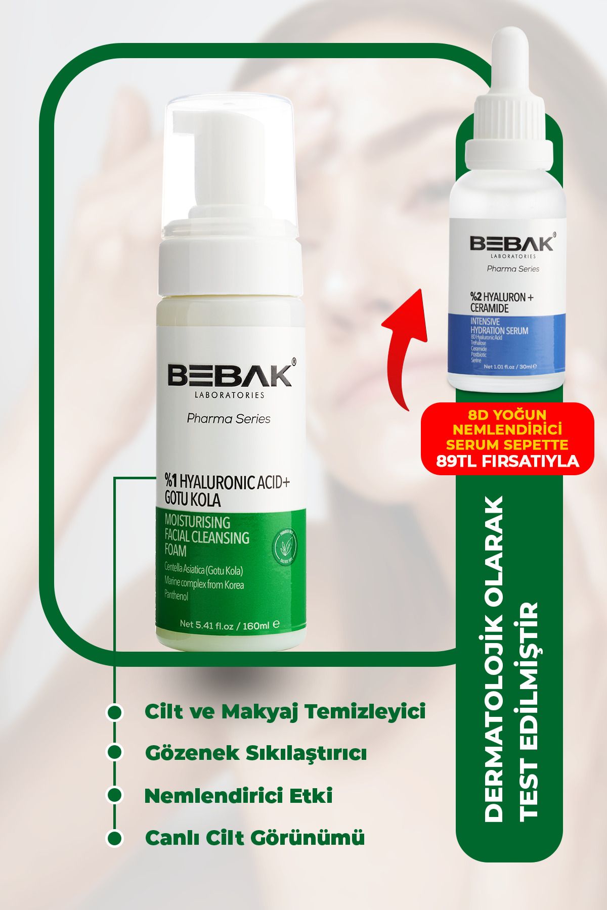 Bebak Pharma Cilt Ve Makyaj Temizleyici, Gözenek Sıkılaştırıcı Yüz Temizleme Köpüğü 160ml