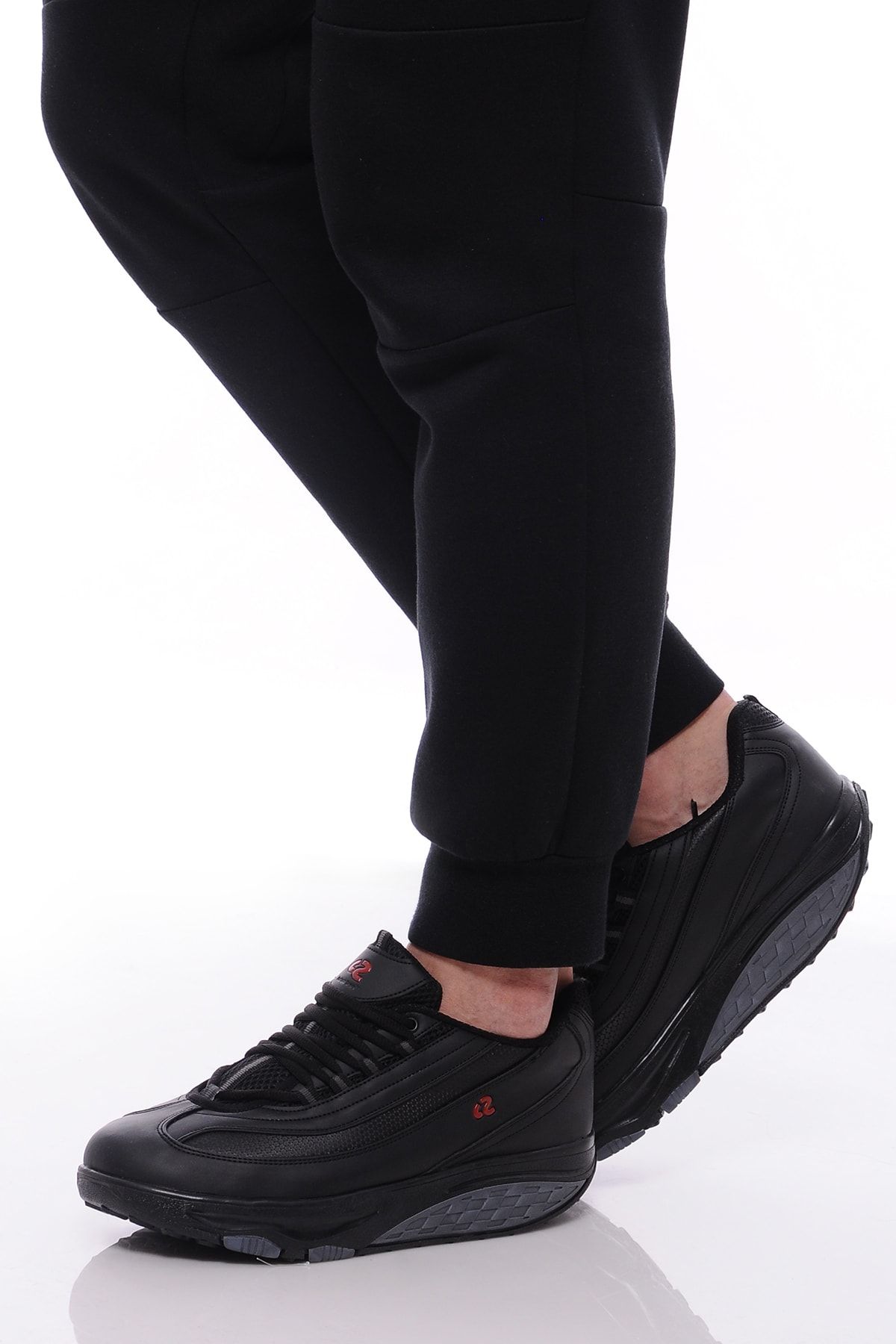 Perfect Steps Unisex Özel Tasarıma Sahip Siyah Doğal Deri Fitness Ve Yürüyüş Spor Ayakkabısı