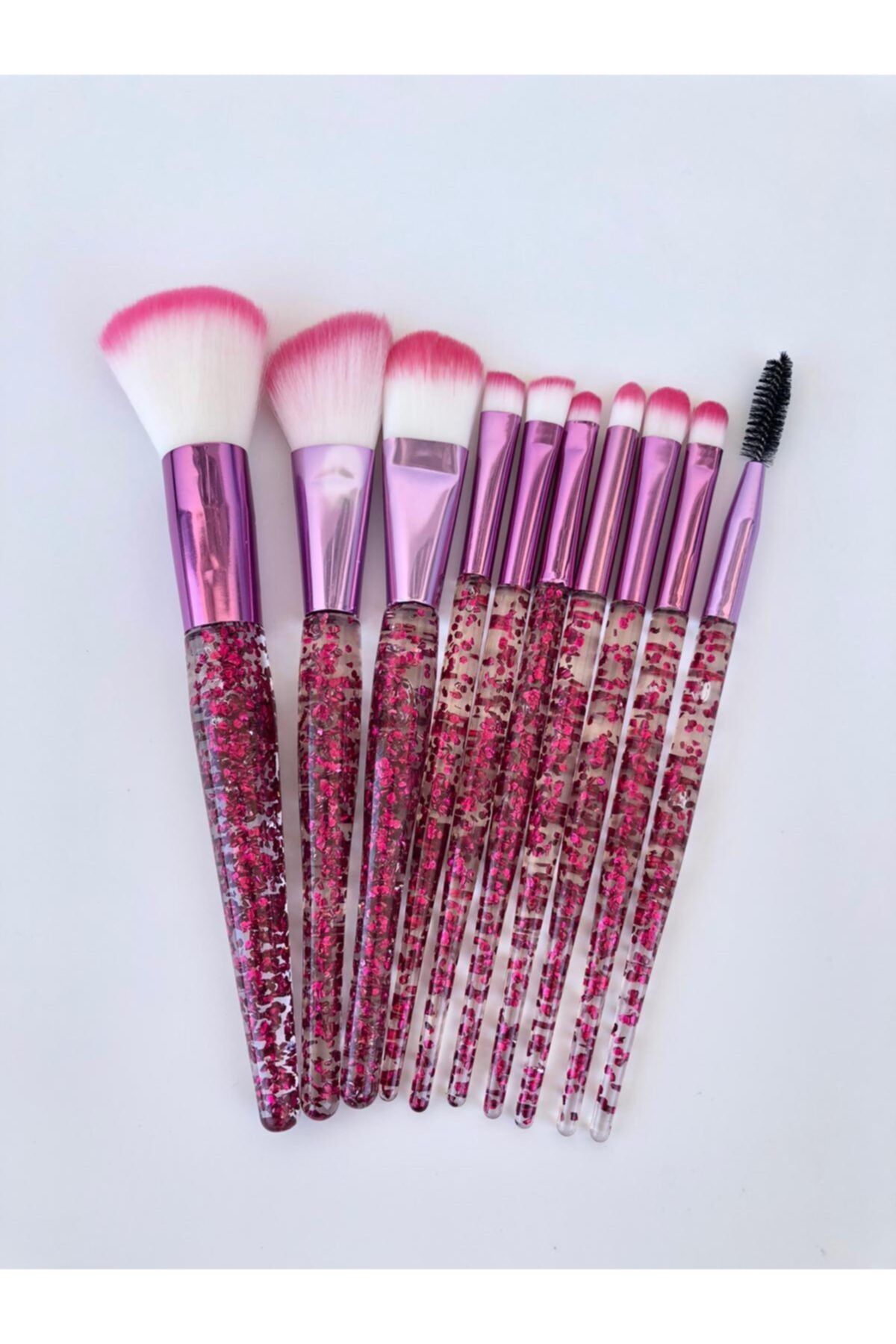 Roesıa Rose Cosmetics Rose Kırmızı Simli 10'lu Fırça Seti Özel Çantasında & Glitter Makeup Brush Set