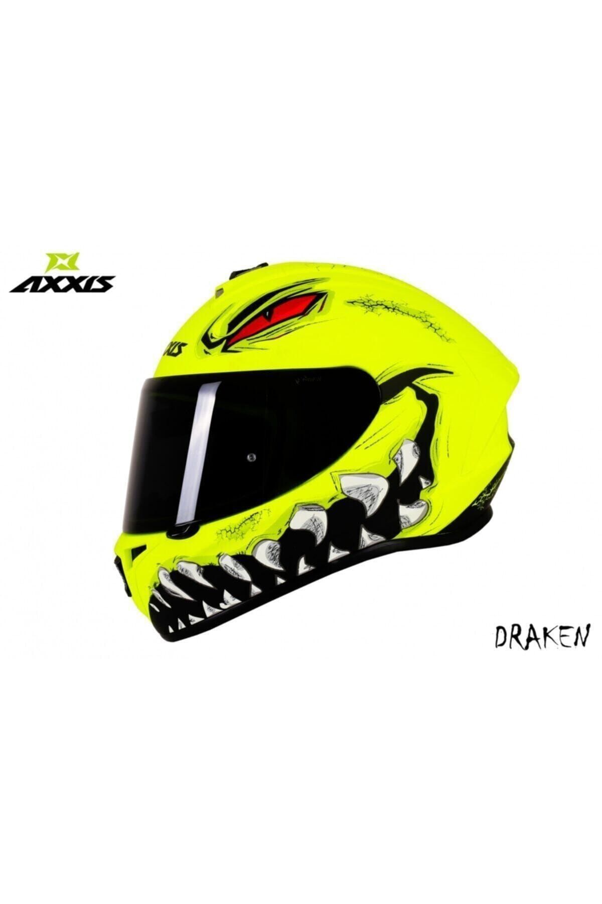 Axxis Draken Forza Motosiklet Kask Mat Fluo Sarı