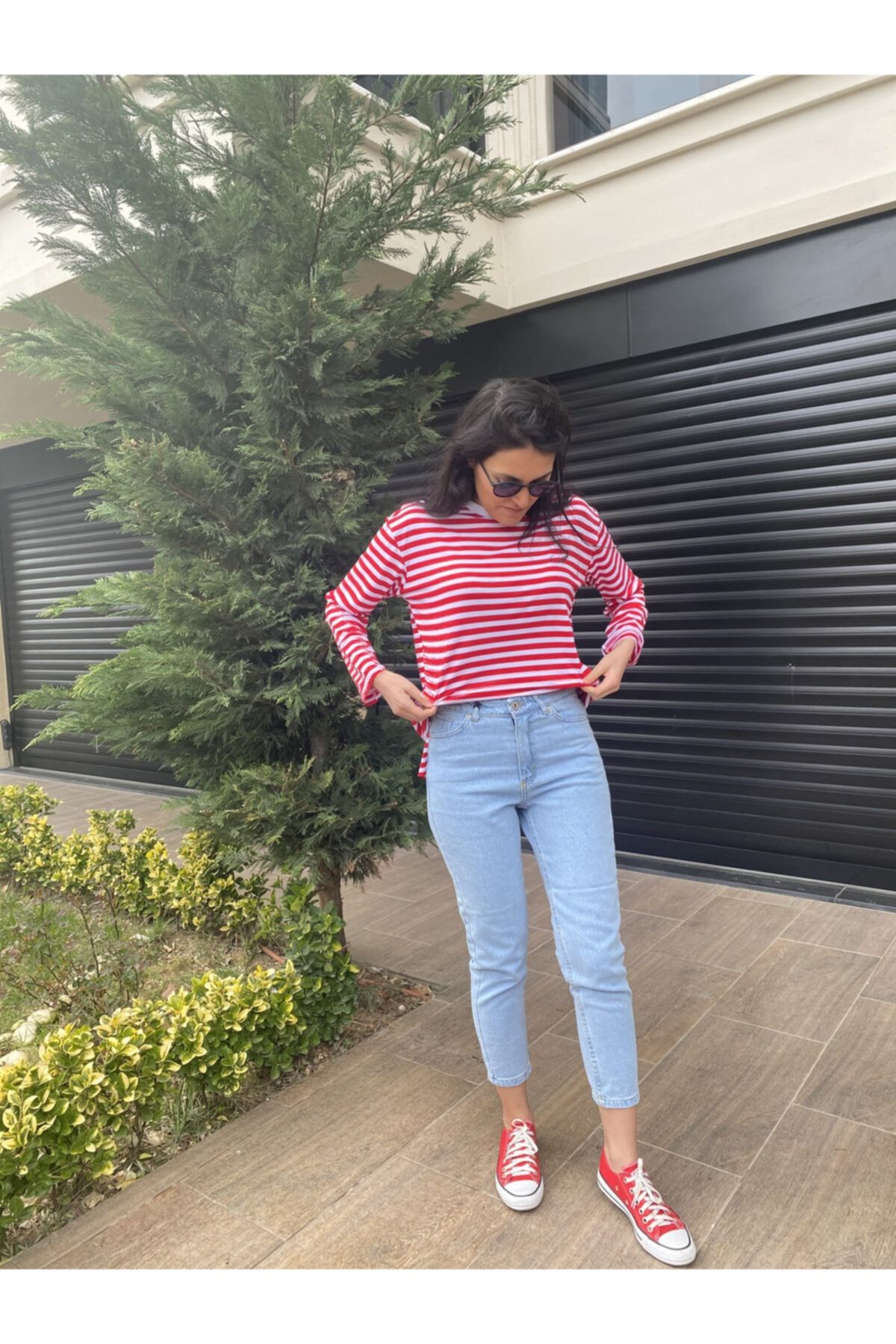 Muchas Butik Kadın Buz Mavisi Mom Jean